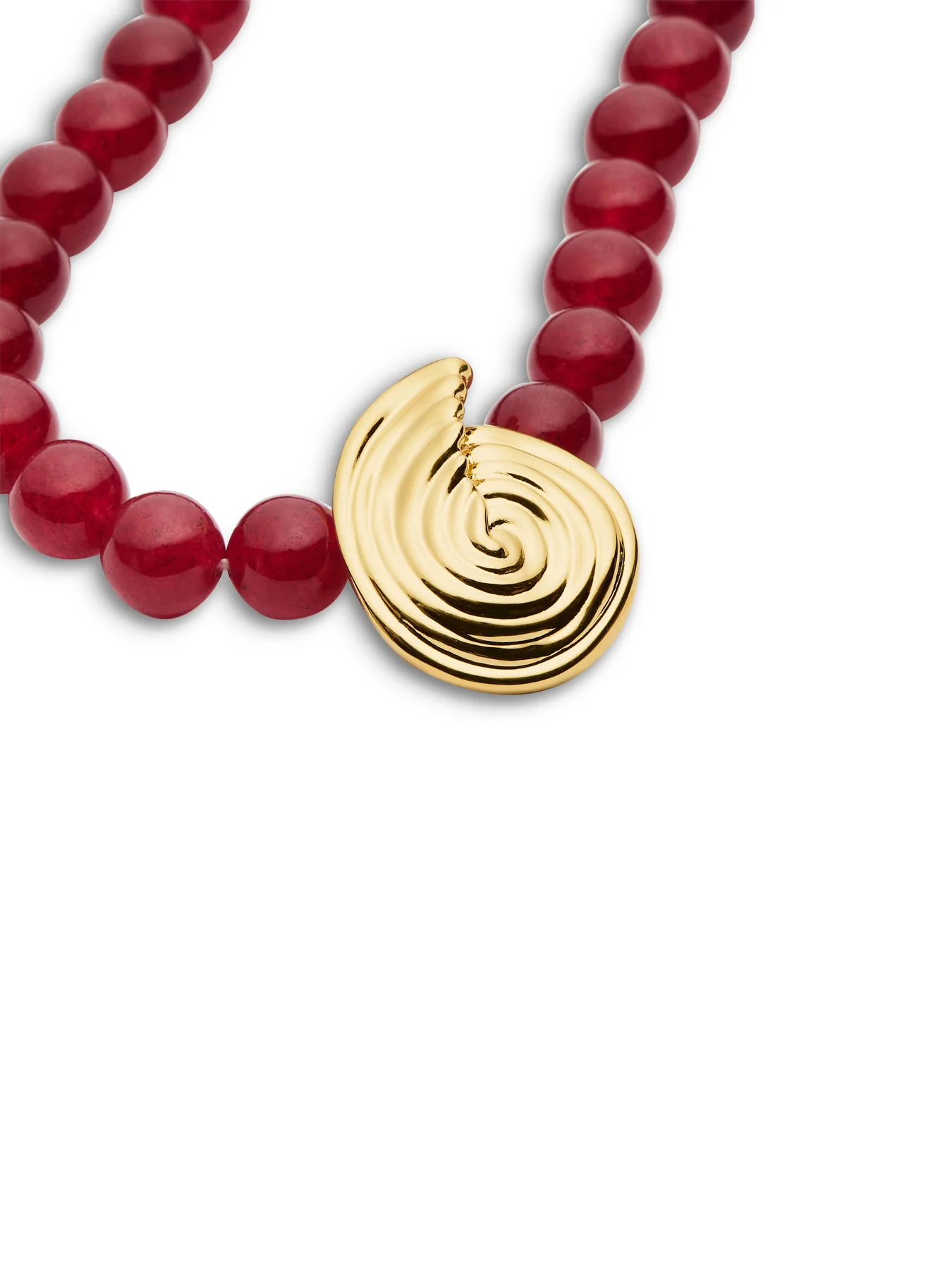 Spiral Red Beaded Pendant Necklace - Image 3