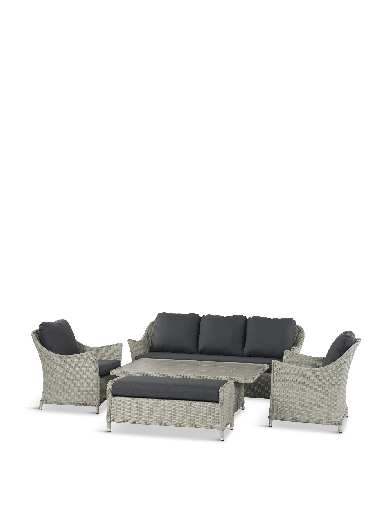 Monterey Rattan 3-Seater Sofa with Dual Height Rectangle Table 2 Armchairs & Bench - Image 3