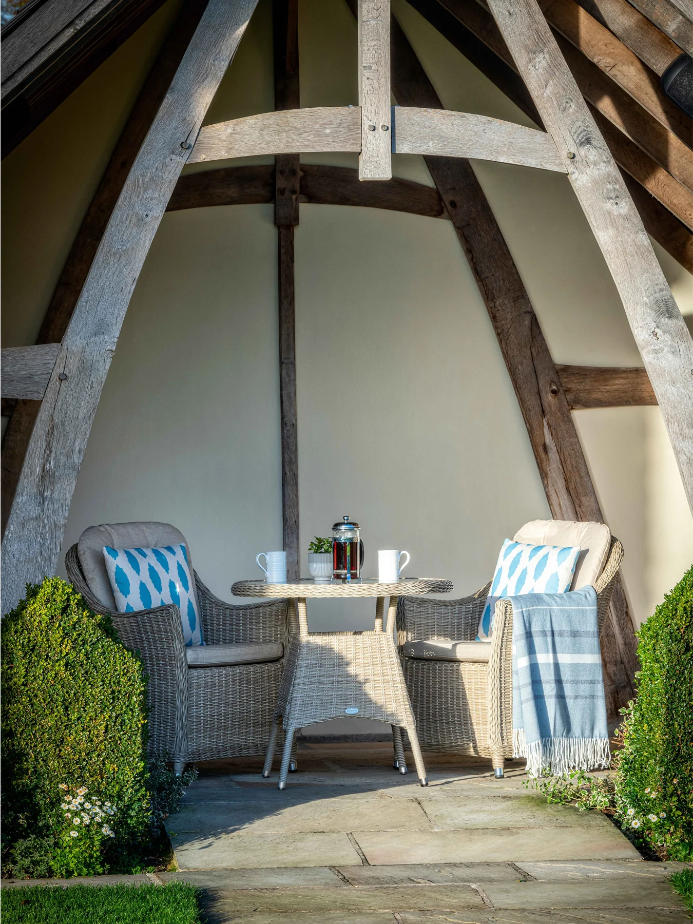 Monterey Rattan Bistro Table Set with 2 Armchairs - Image 3