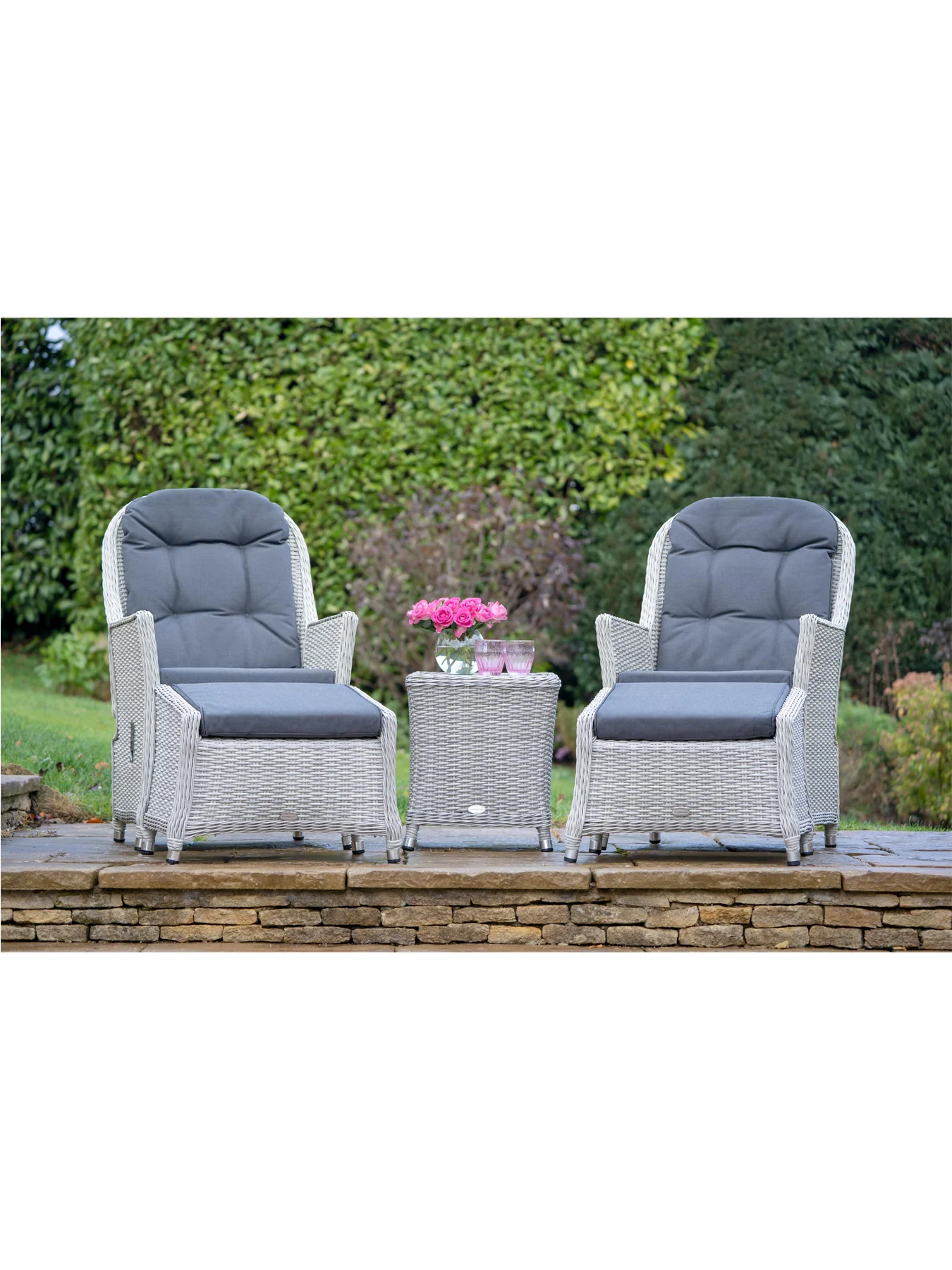 Monterey Rattan Recliner Set with 2 Footstools & Side Table - Image 4