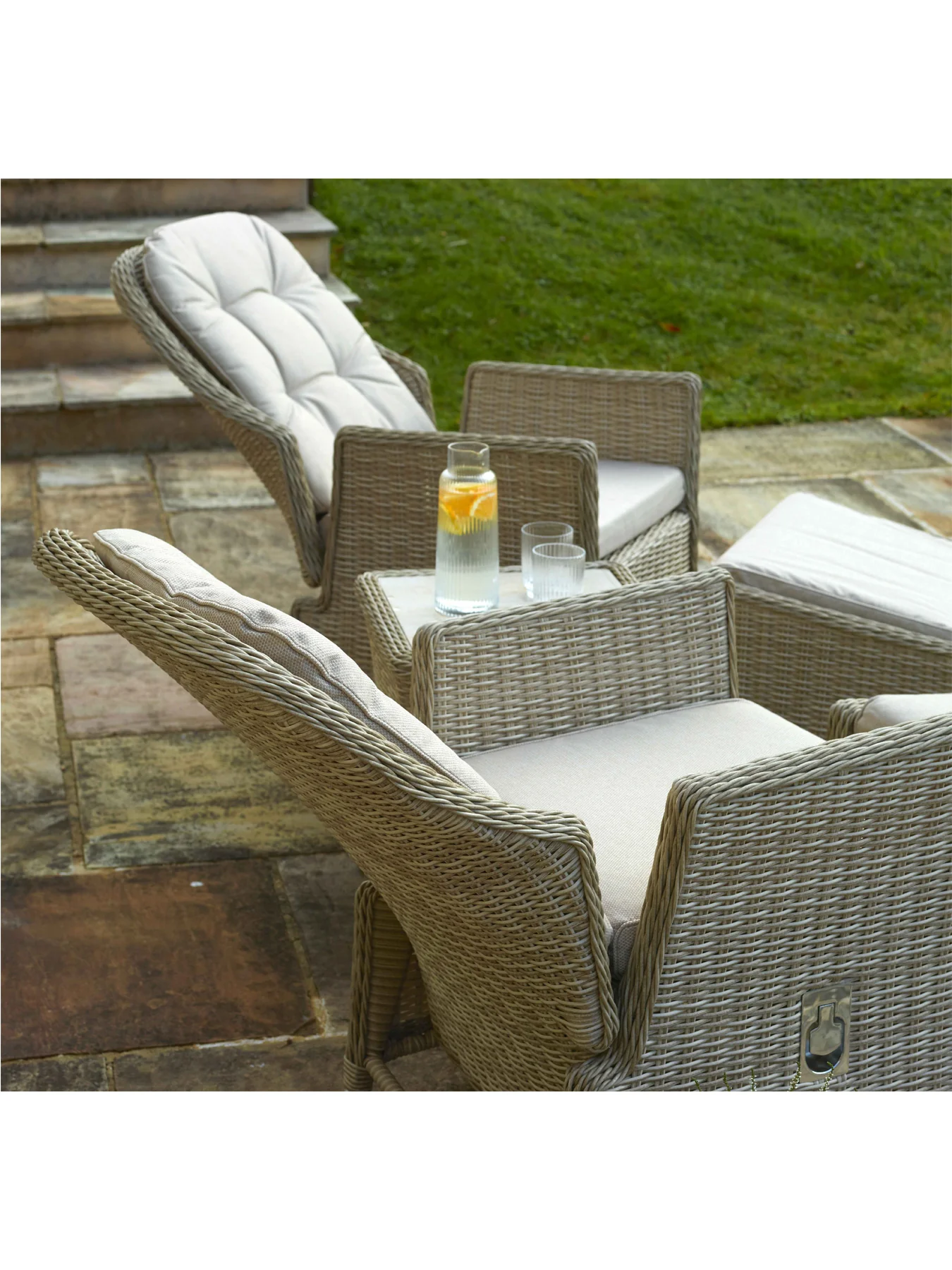 Monterey Rattan Recliner Set with 2 Footstools & Side Table - Image 3