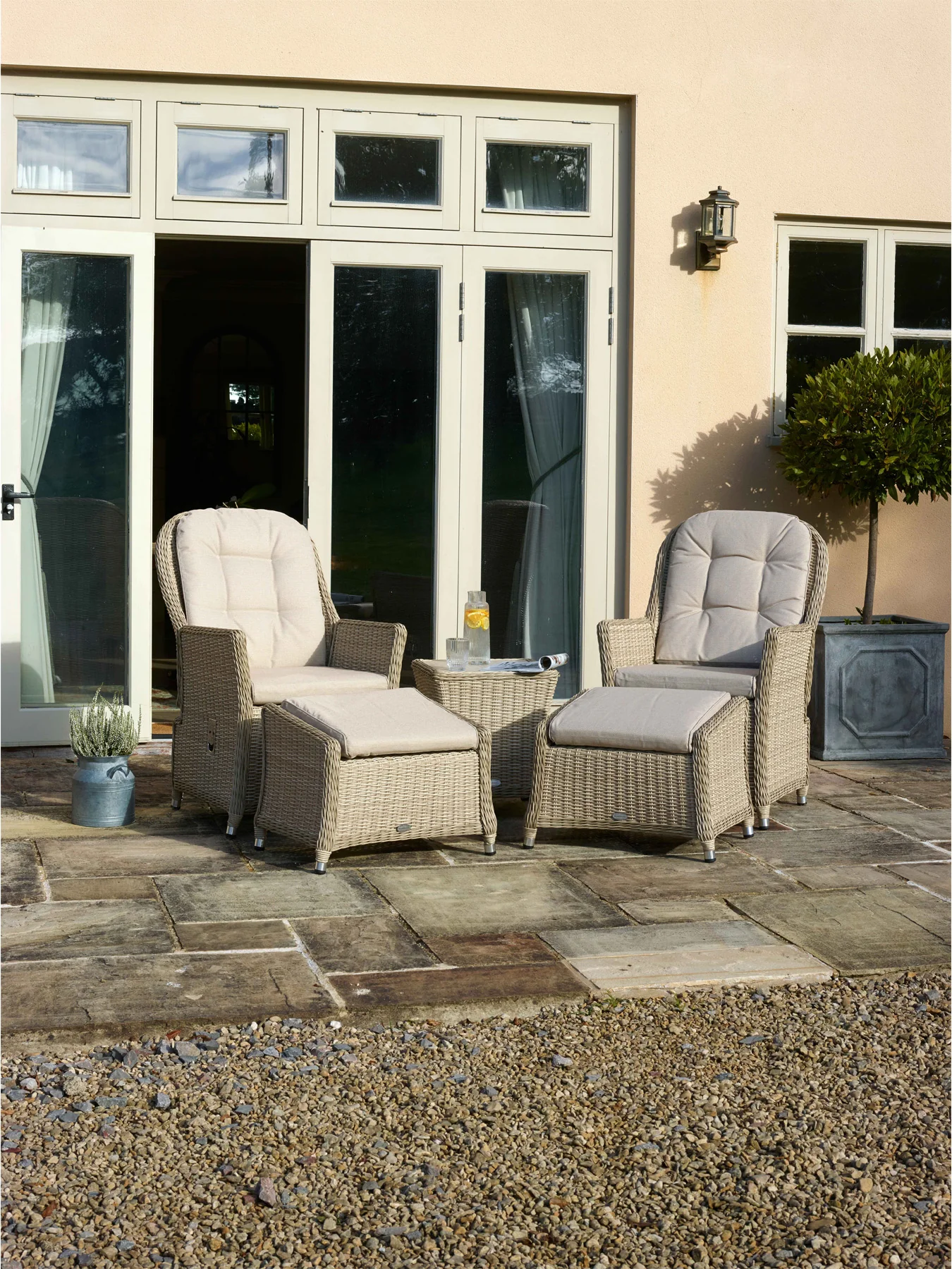 Monterey Rattan Recliner Set with 2 Footstools & Side Table - Image 4