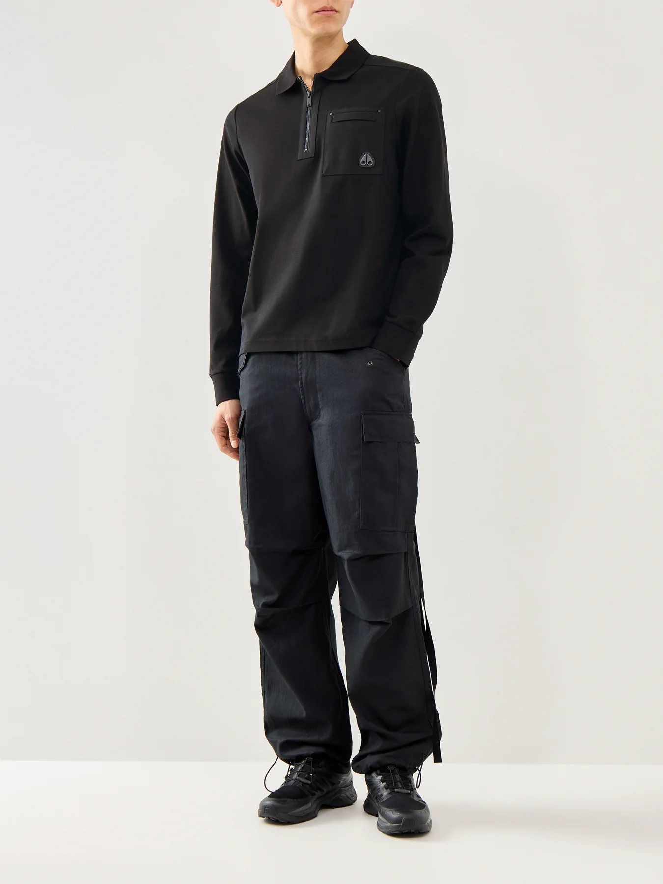 Dalon Long Sleeves Cotton Polo Black - Image 2