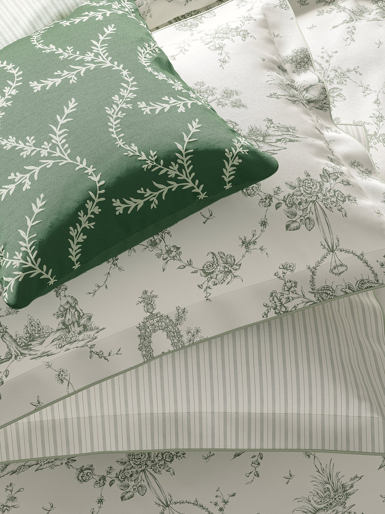 Honeysuckle and Tulip Heritage Duvet Cover Set Olive Green - Image 12