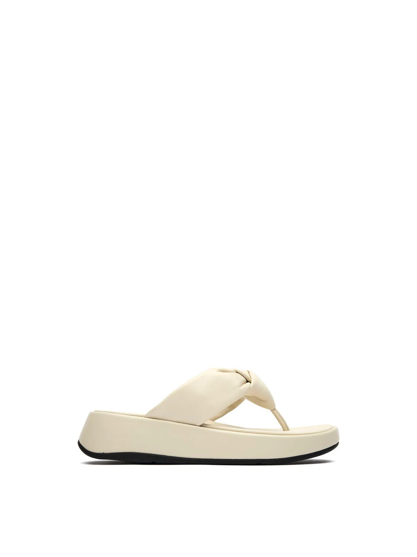 F-Knot Soft Leather Toe-Post Sandals Creme