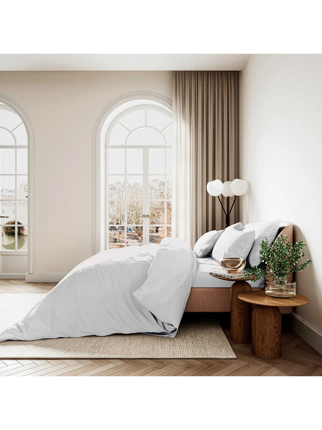 400TC Sateen Plain Dye Pillow Case Pair White - Image 2