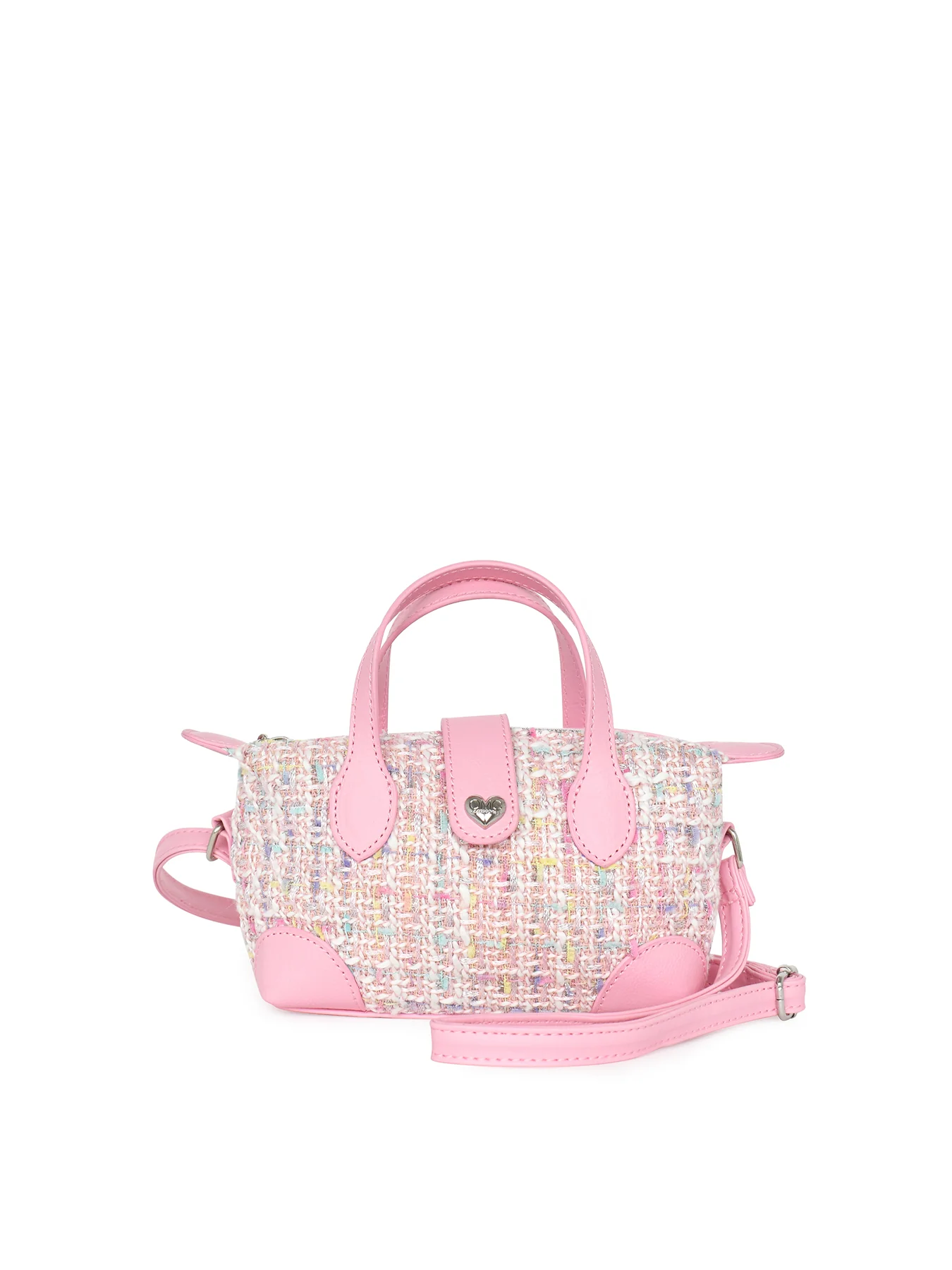 Tweed Mini Satchel Crossbody Pink