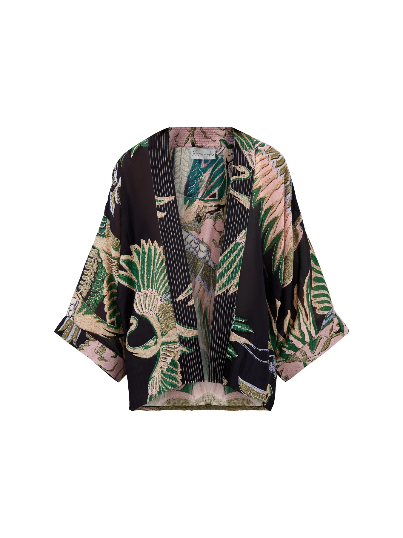 Crane Short Kimono Emerald
