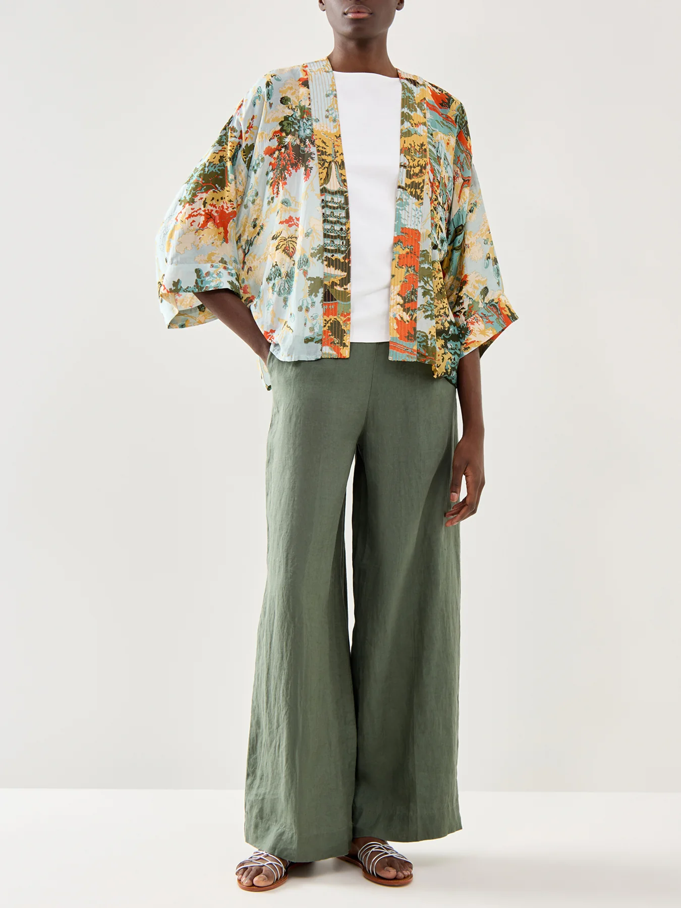 China Tree Aqua Short Kimono - Image 2