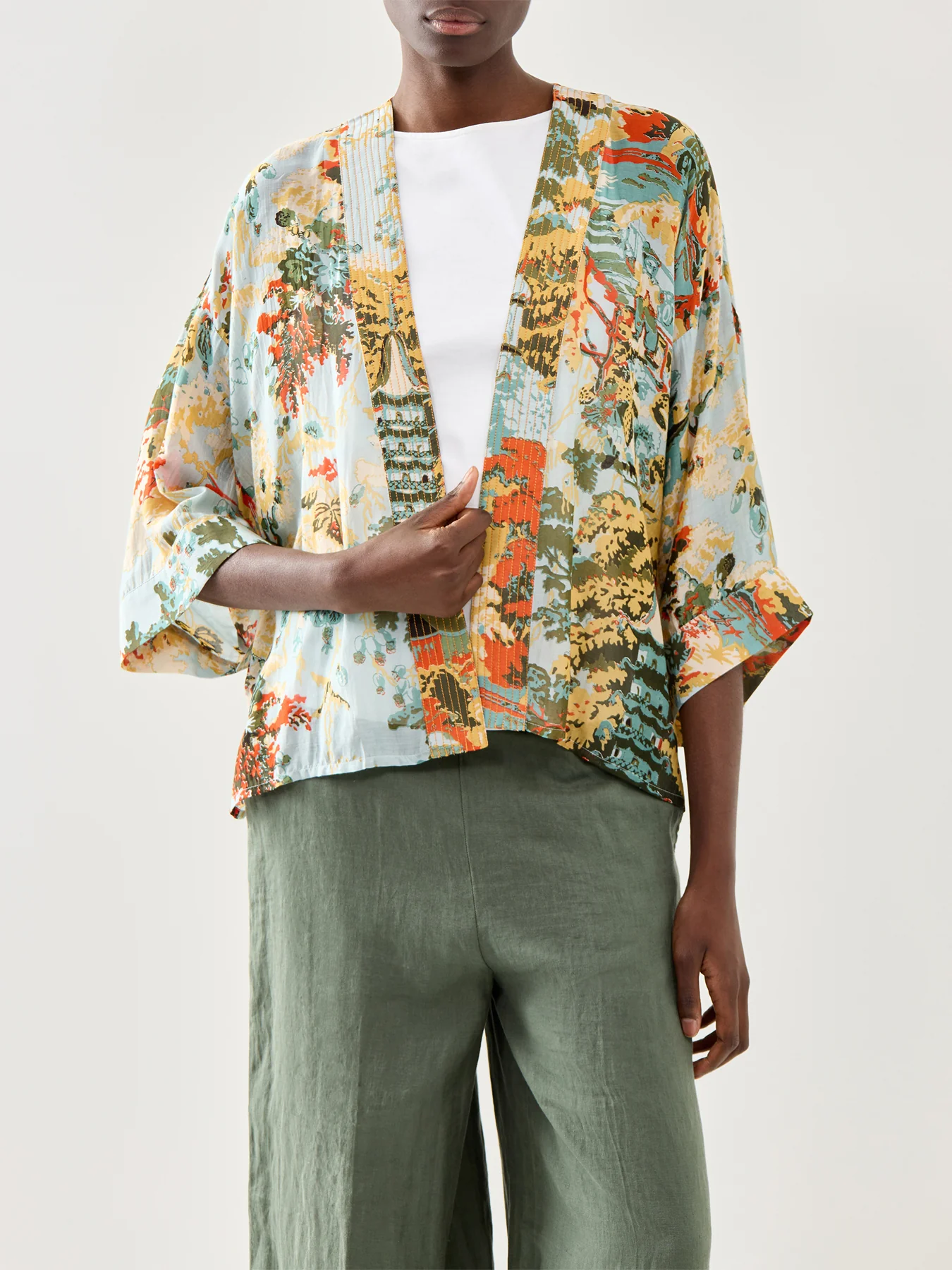 China Tree Aqua Short Kimono - Image 4