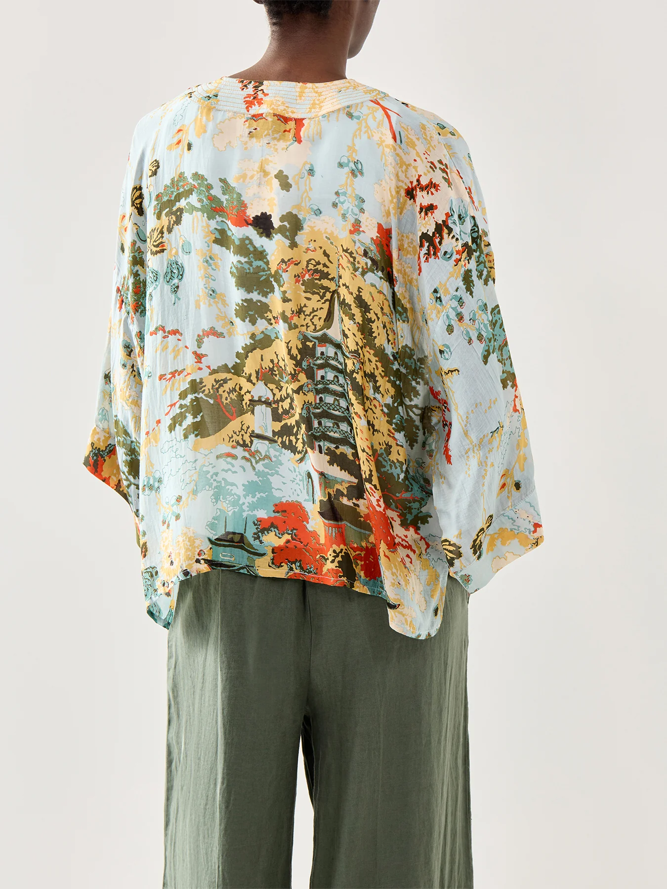 China Tree Aqua Short Kimono - Image 5