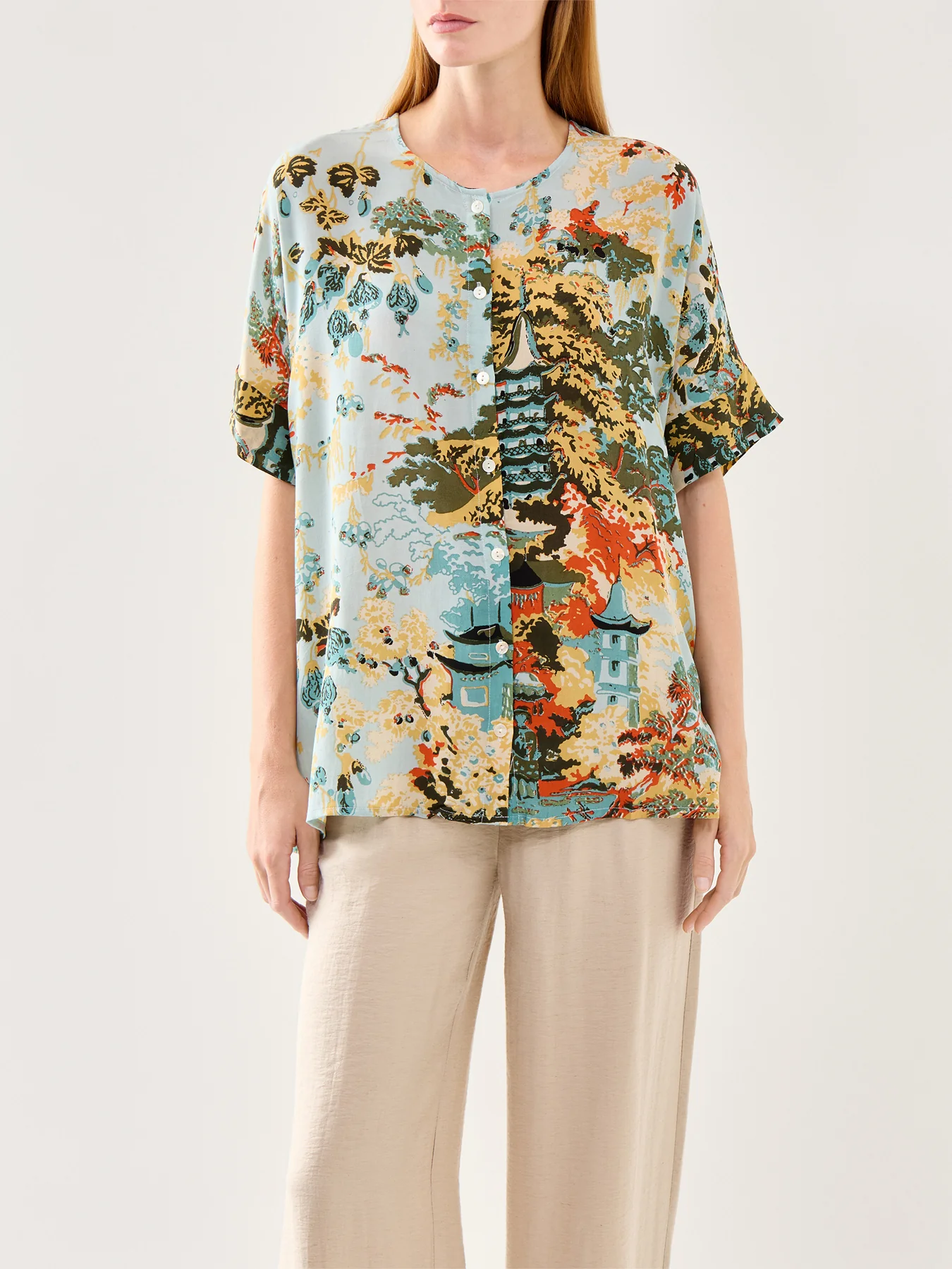 China Tree Aqua Blouse - Image 4