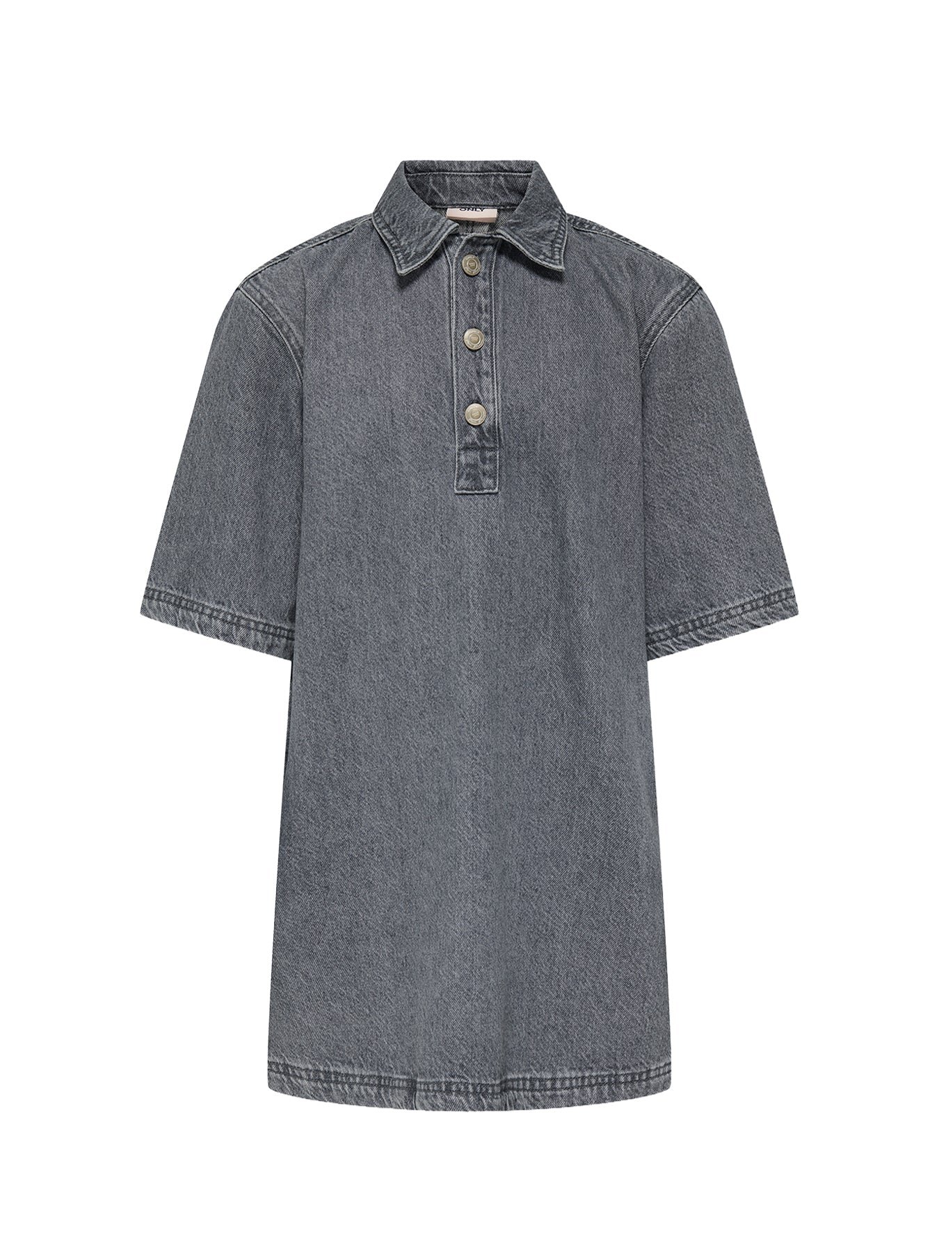 Girlsā Denim Short Sleeve Dress Grey