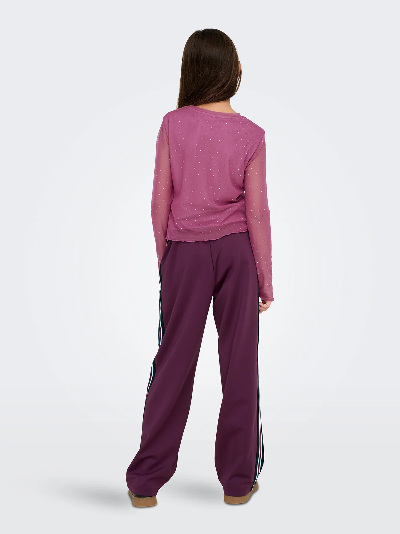 Girlsā Jada Rhinestone Mesh Top Rose Wine - Image 3
