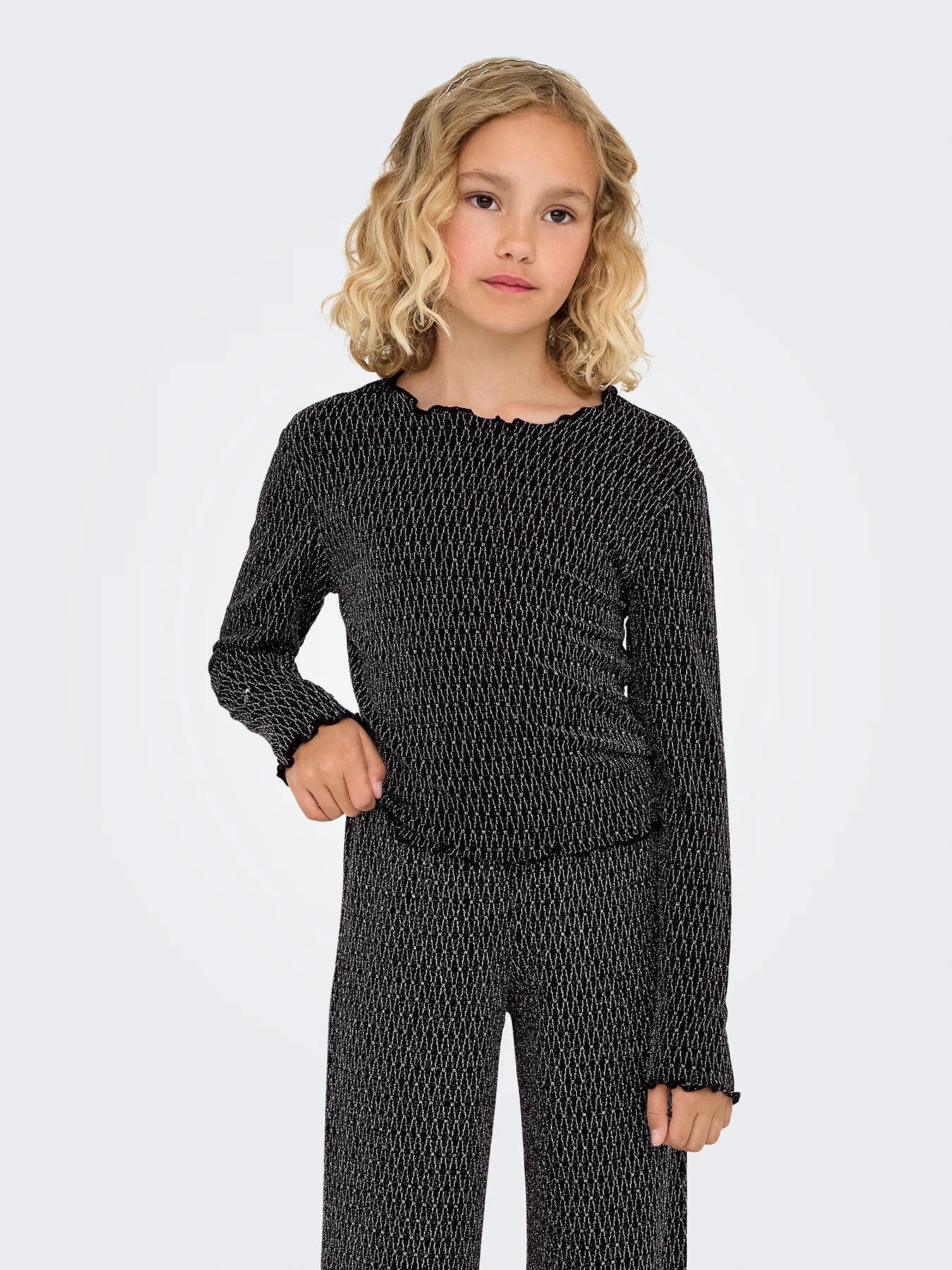 Girls’ Glitter Long Sleeve Top Black - Image 2