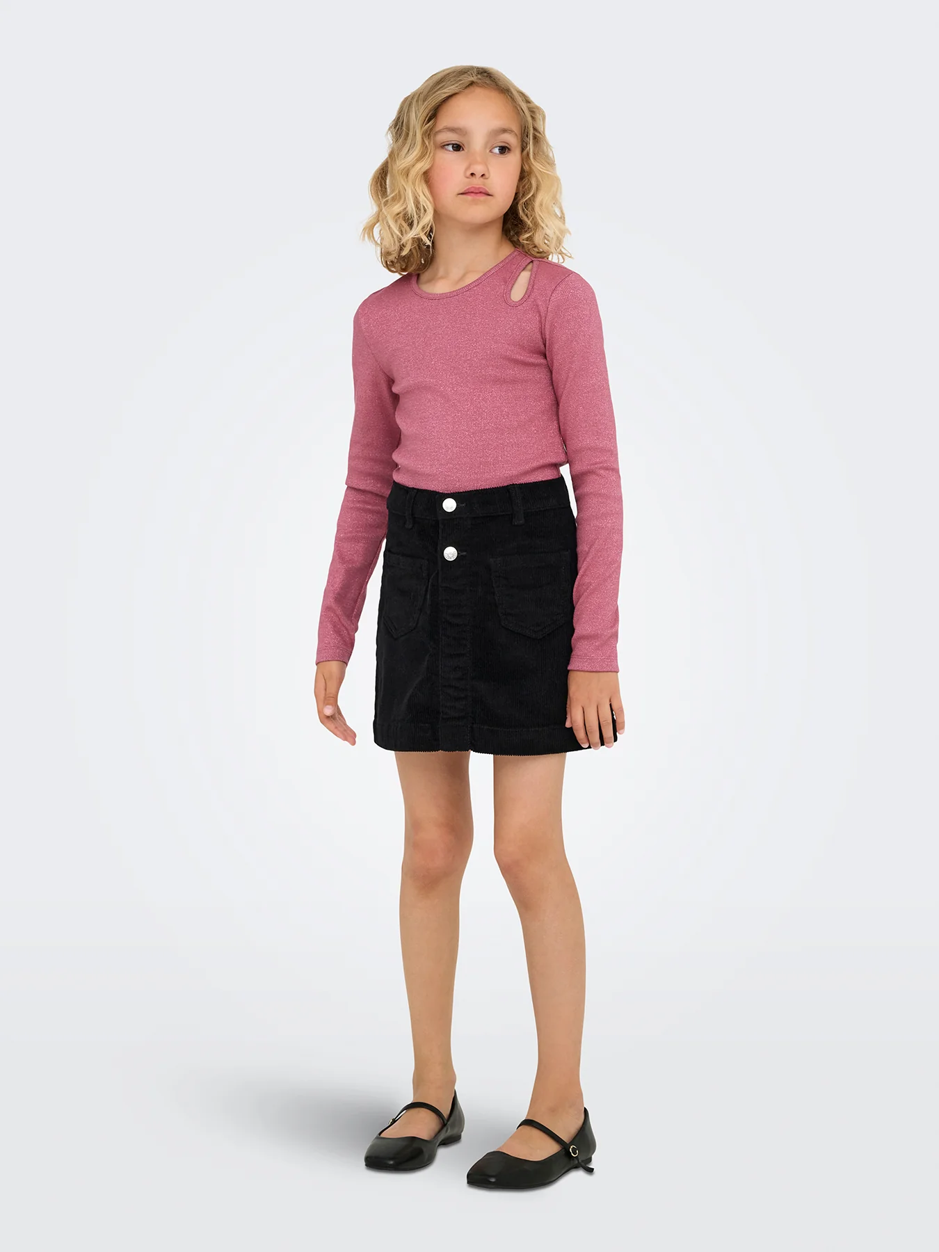Girls’ Glitter Cutout Long Sleeve Top Pink - Image 2