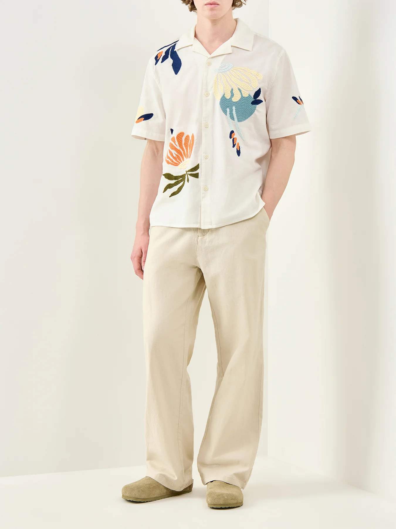 Bob Cotton Linen Loose Trousers Beige - Image 2