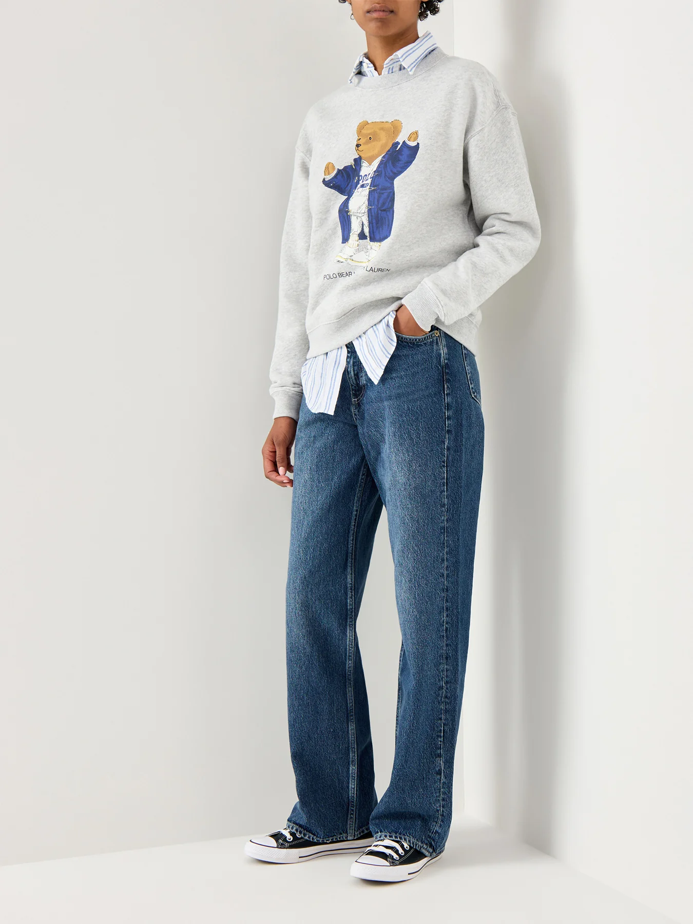 Bear Crew Neck Sweatshirt Grey - Image 2