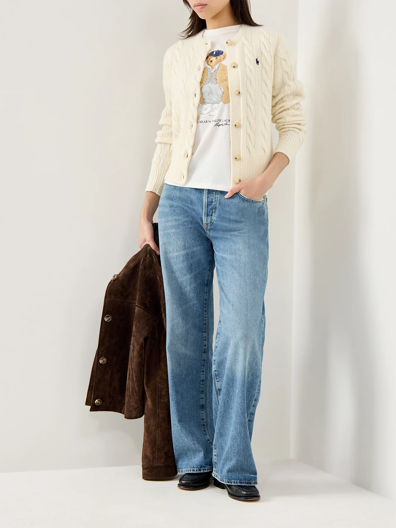Cable Knit Cardigan Authentic Cream - Image 2