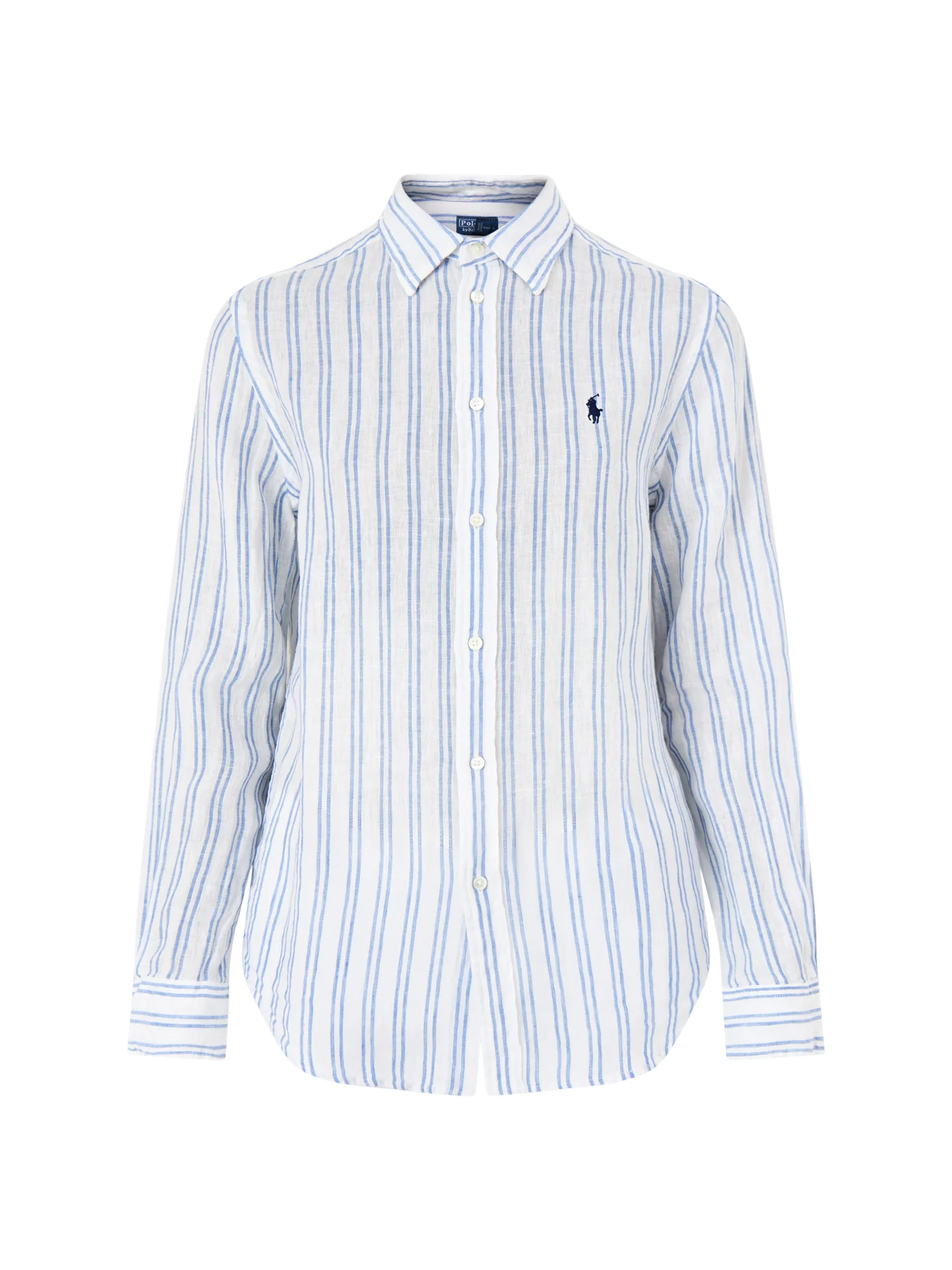 Classic Stripe Long Sleeve Button Front Shirt White Pond Blue