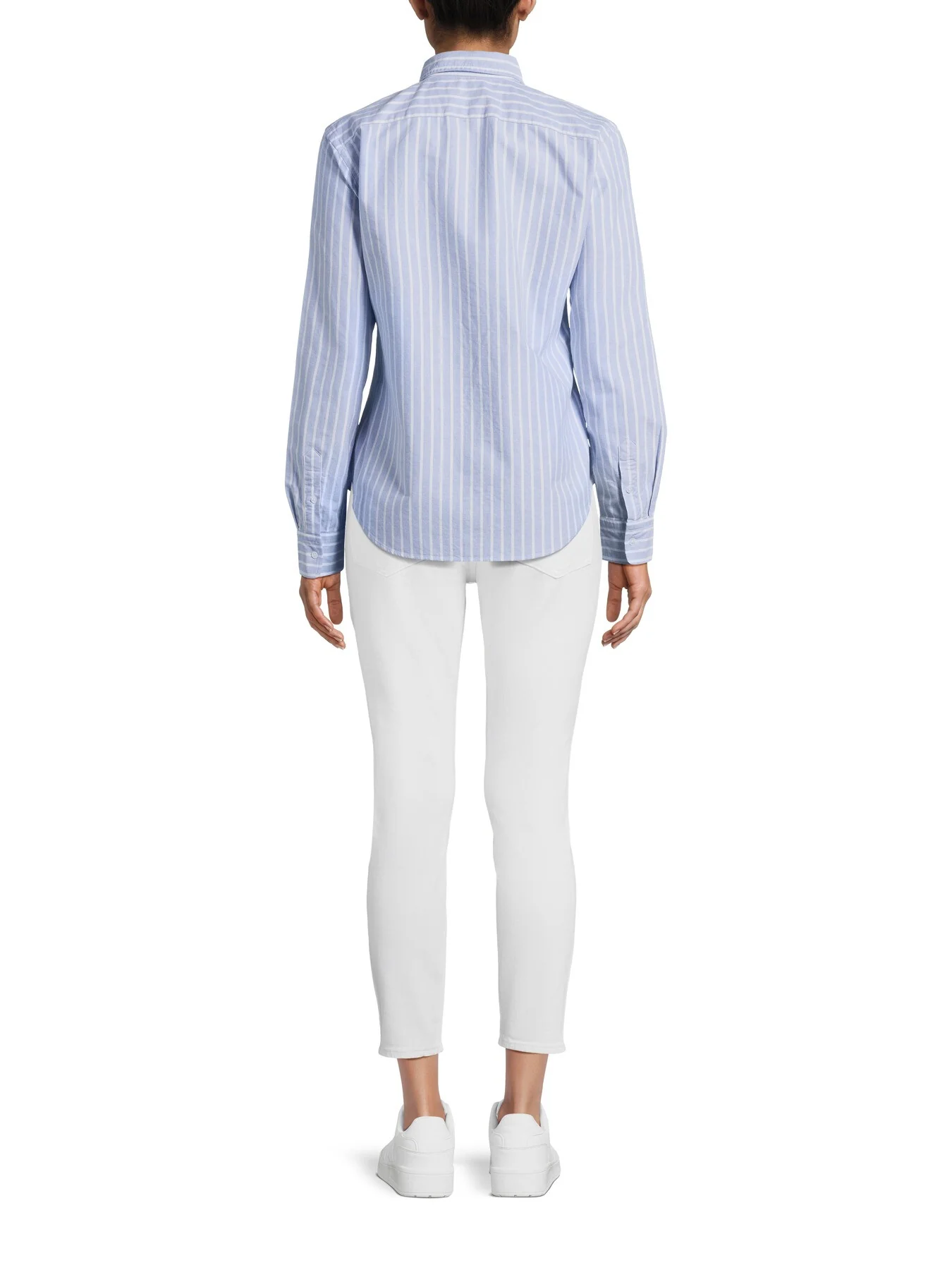 Long Sleeve Cotton Shirt Blue - Image 5