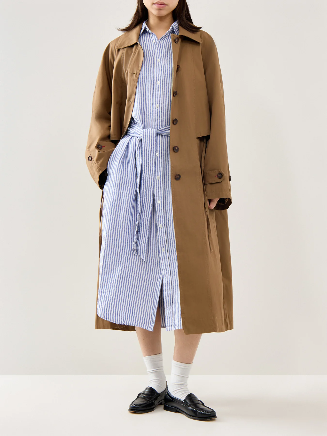 Woven Shirt Dress Dress White-Royal - Image 2