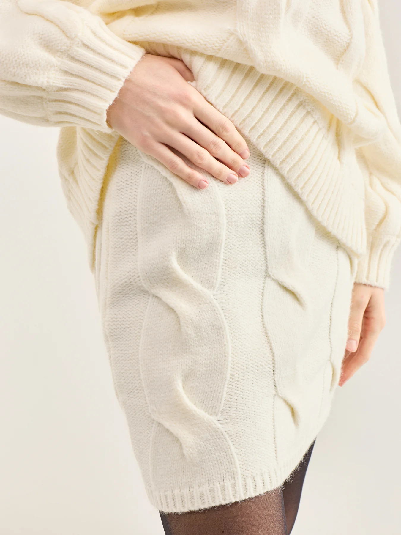 Atlantic Cable Knit Mini Skirt Cream - Image 3