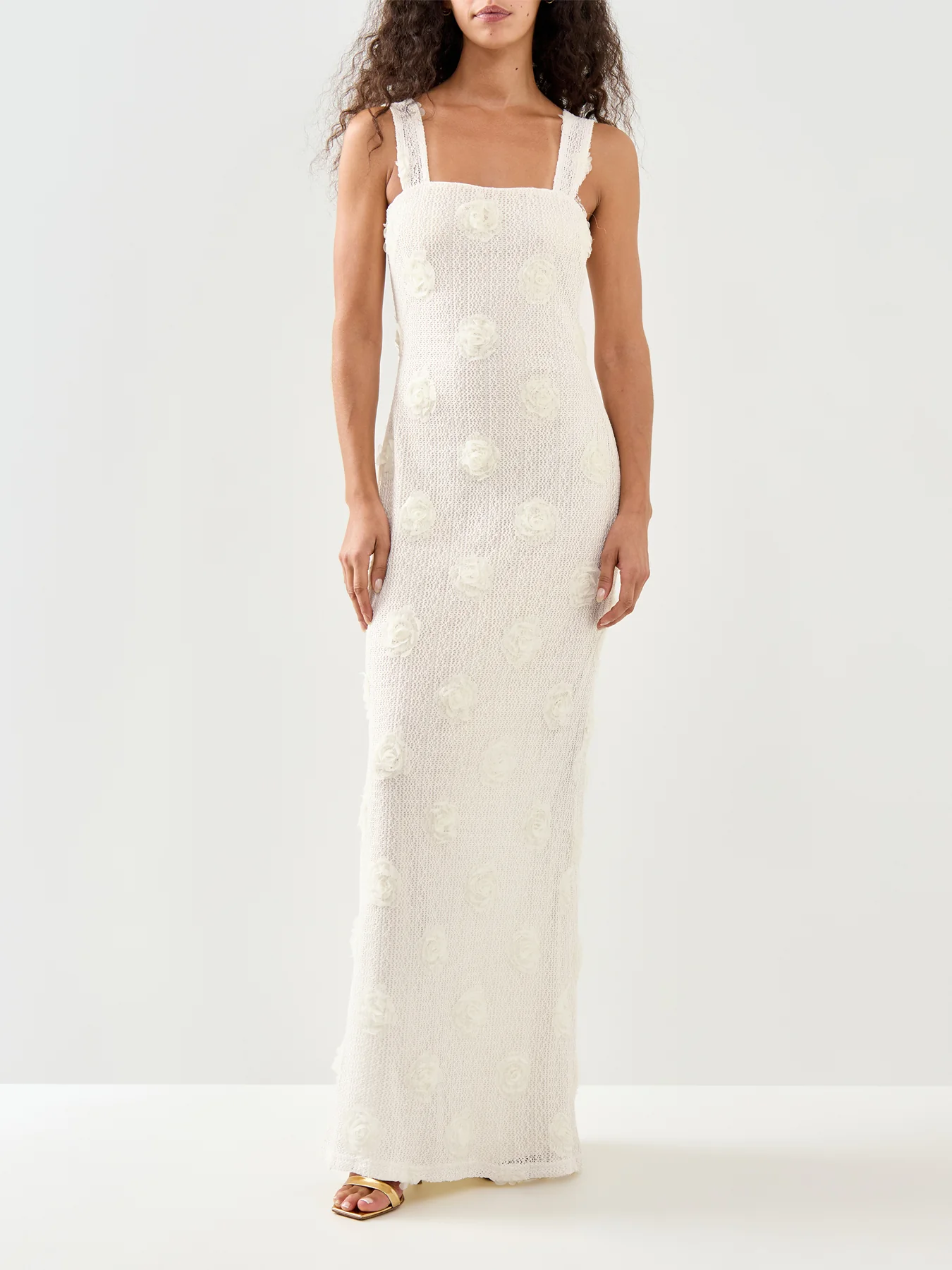 Nancie Floral Maxi Dress Cream - Image 2