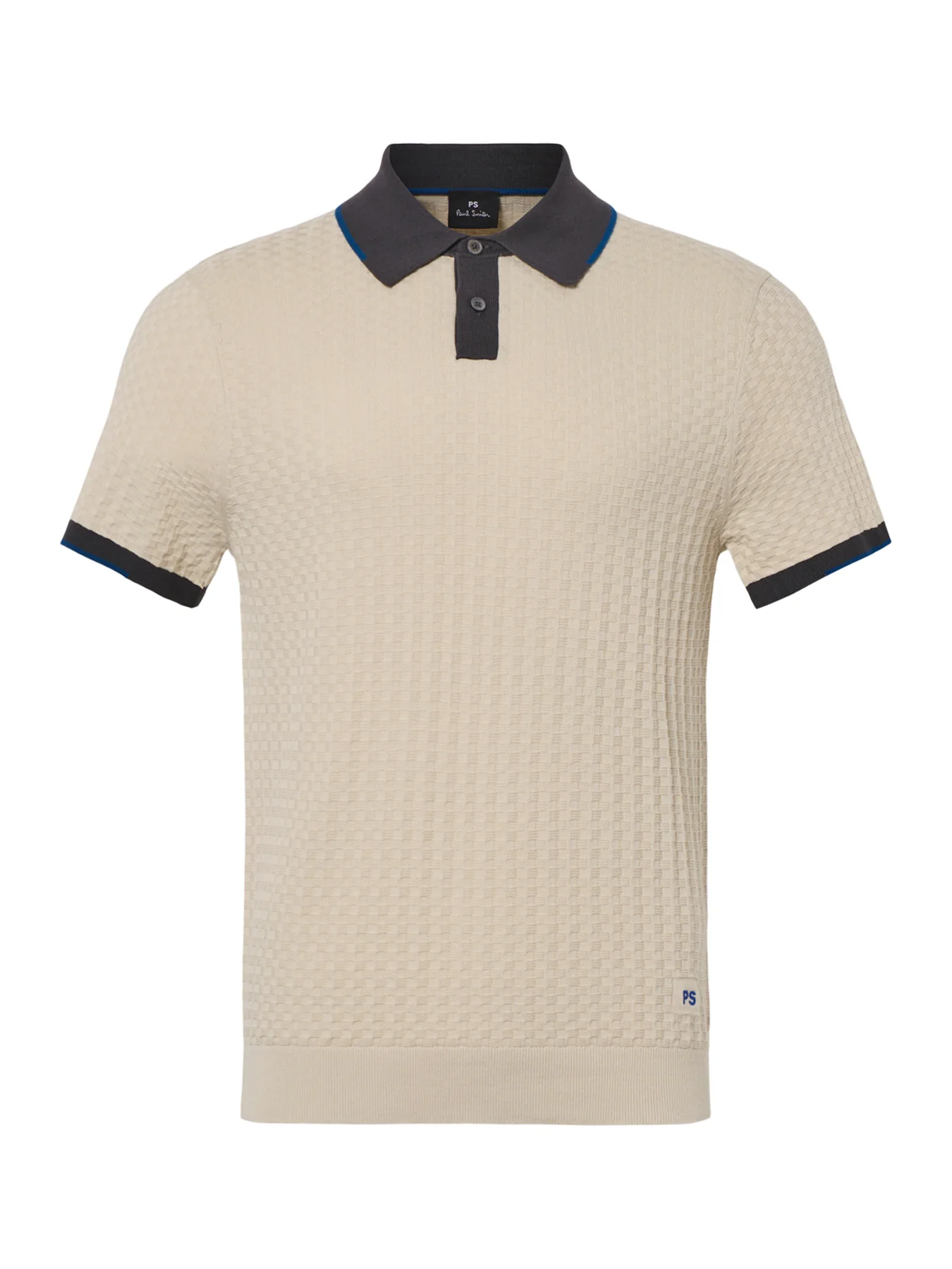 Knitted Textured Short Sleeve Polo White