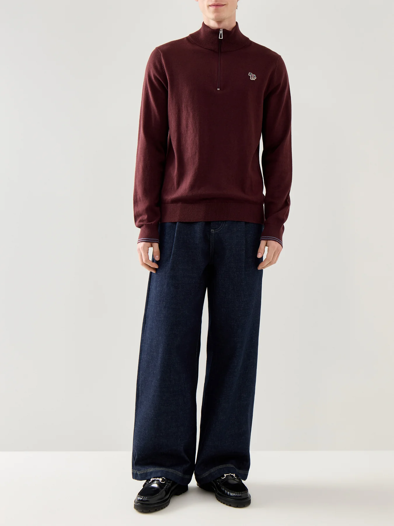 Zebra 1/4 Zip Cotton Knitwear Red - Image 2