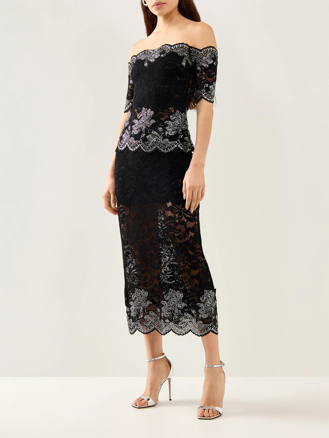 Off Shoulder Dropped Lace Top - Image 2