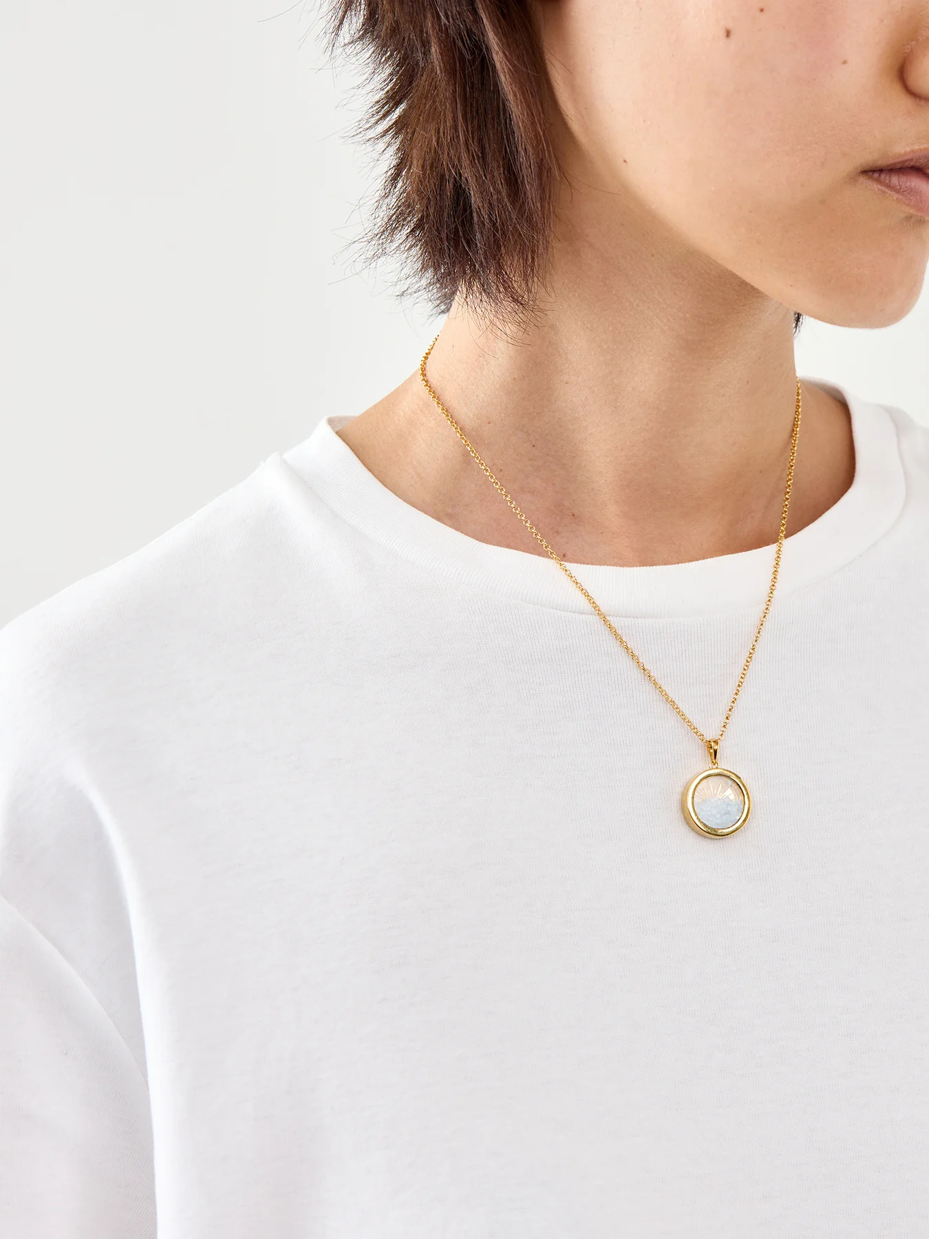Medium Deco Sun Birthstone Amulet Necklace - Image 2