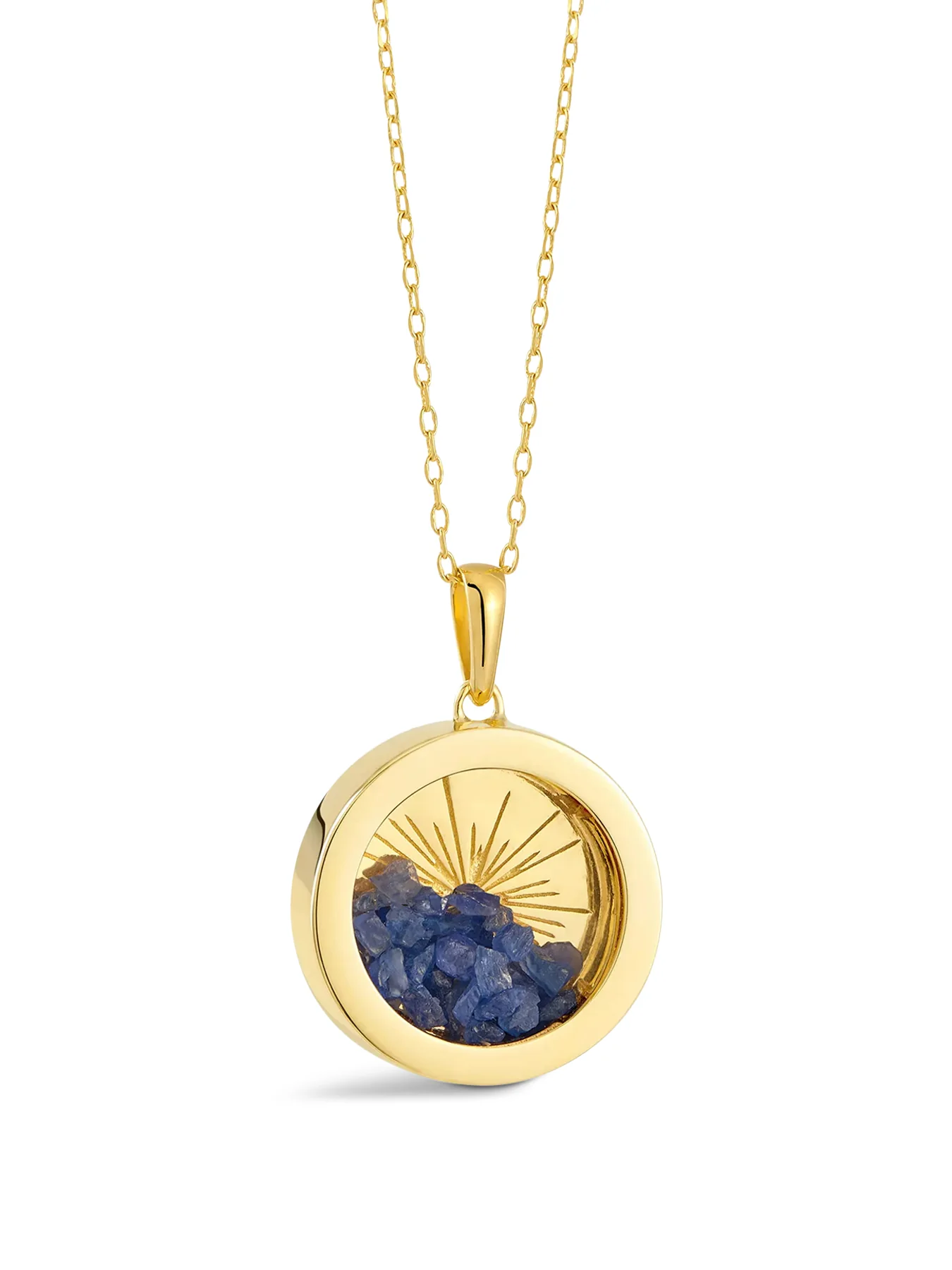Medium Deco Sun Birthstone Amulet Necklace