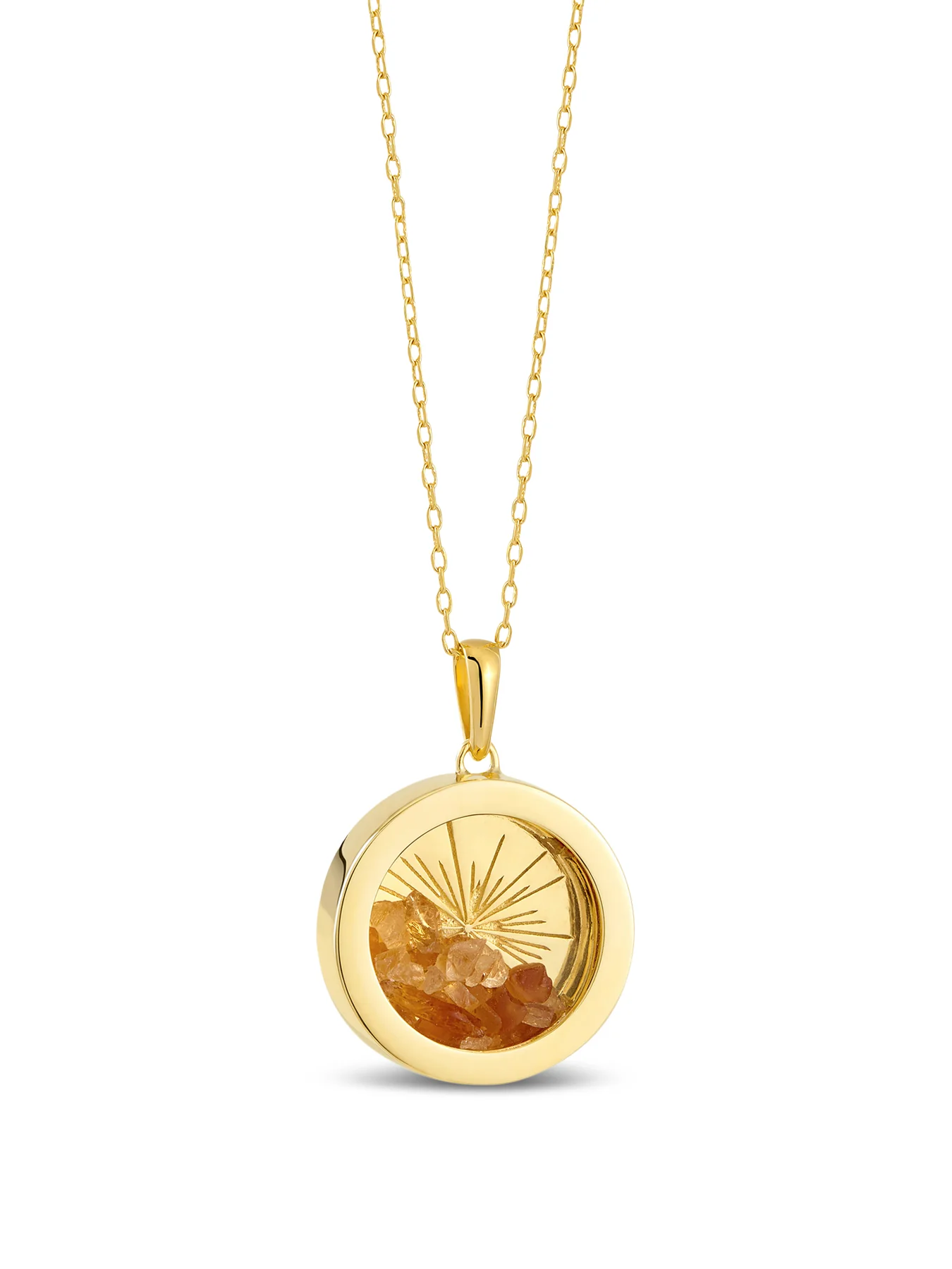 Medium Deco Sun Birthstone Amulet Necklace