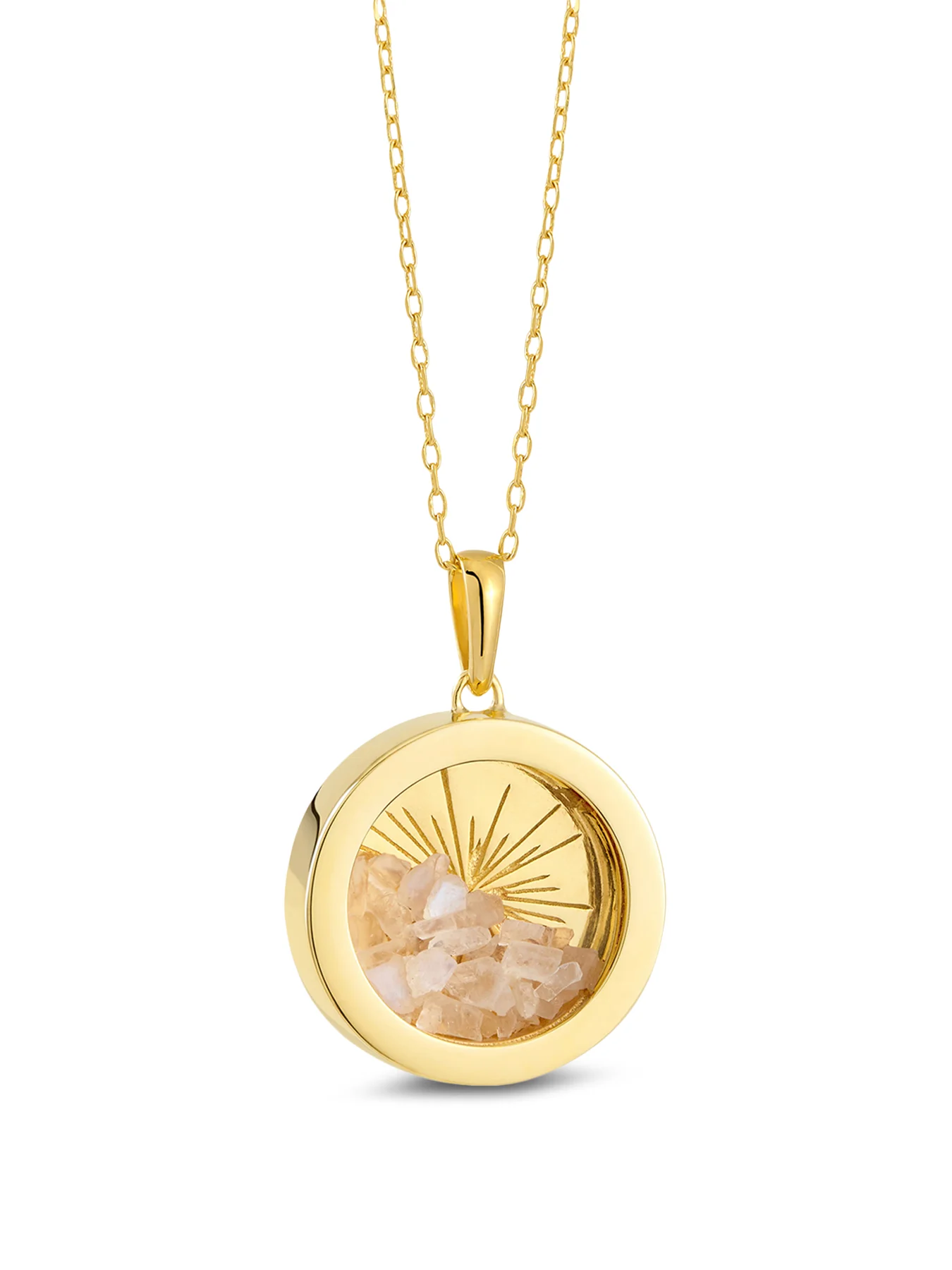 Medium Deco Sun Birthstone Amulet Necklace