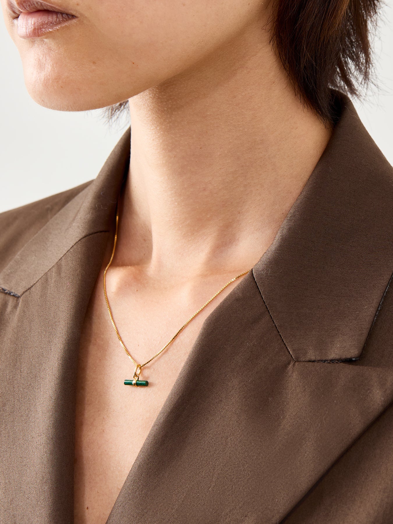 Mini Malachite T-Bar Necklace - Image 2