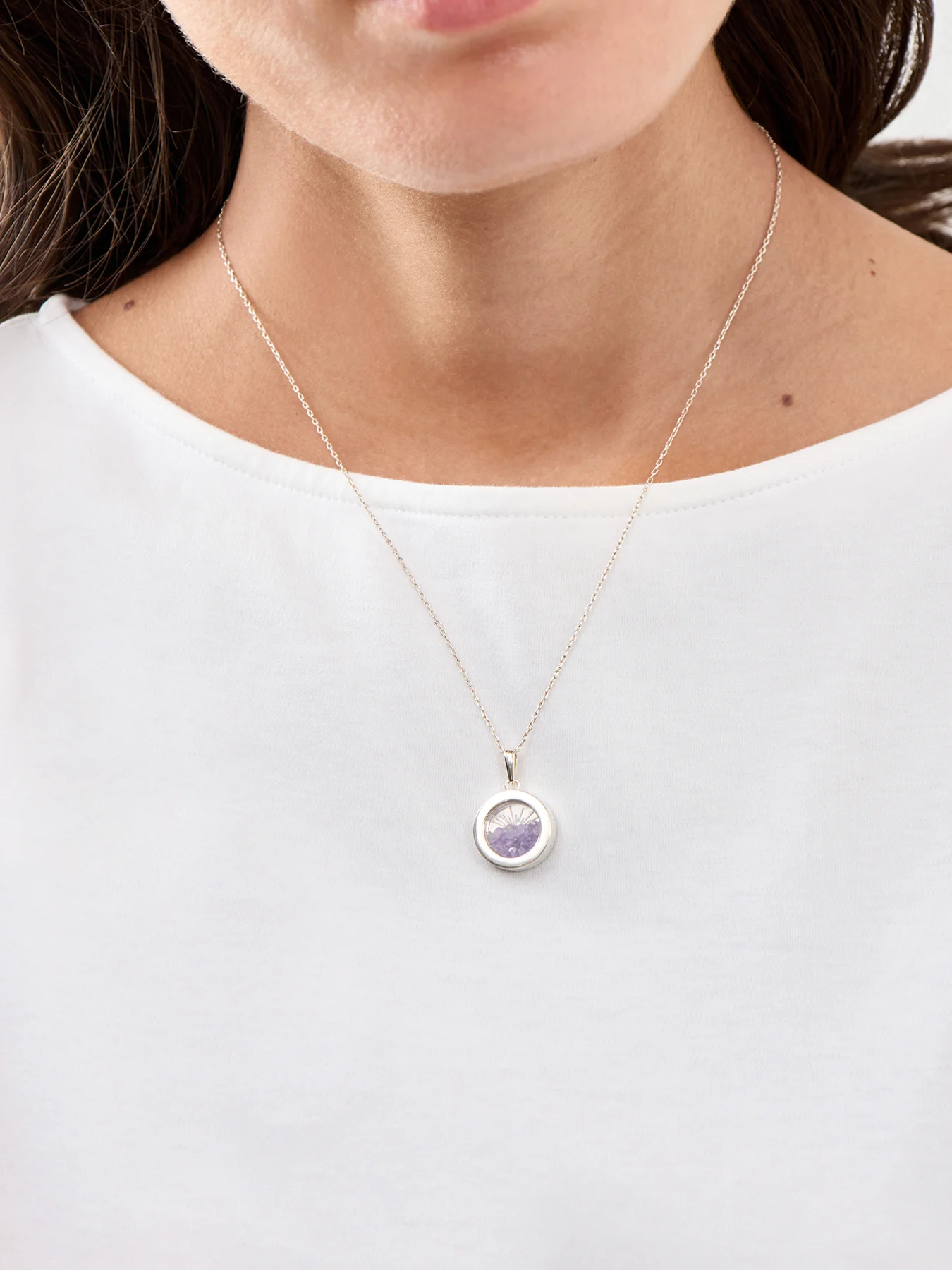 Small Deco Sun Birthstone Amulet Necklace - Image 2