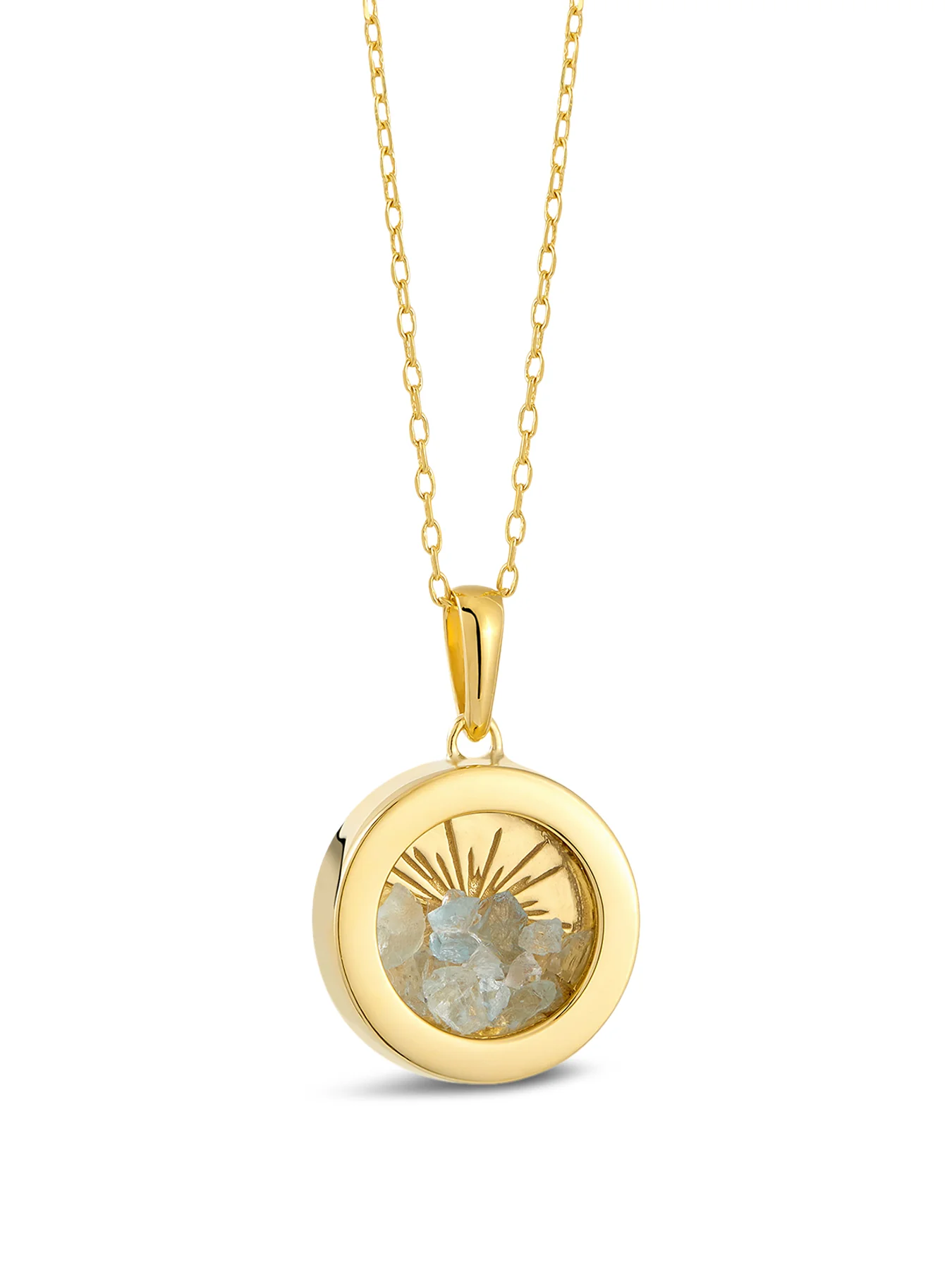 Small Deco Sun Birthstone Amulet Necklace