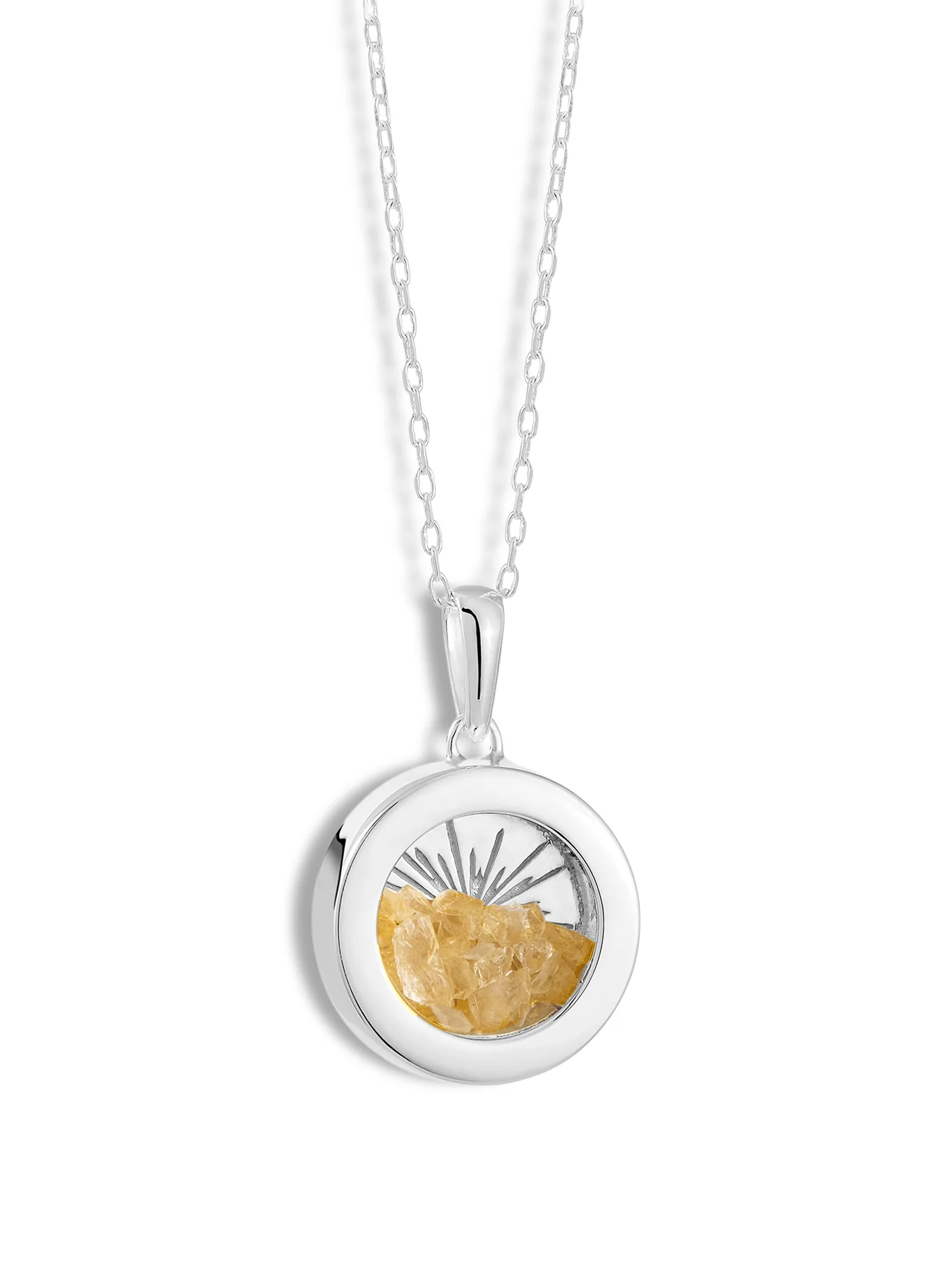 Small Deco Sun Birthstone Amulet Necklace