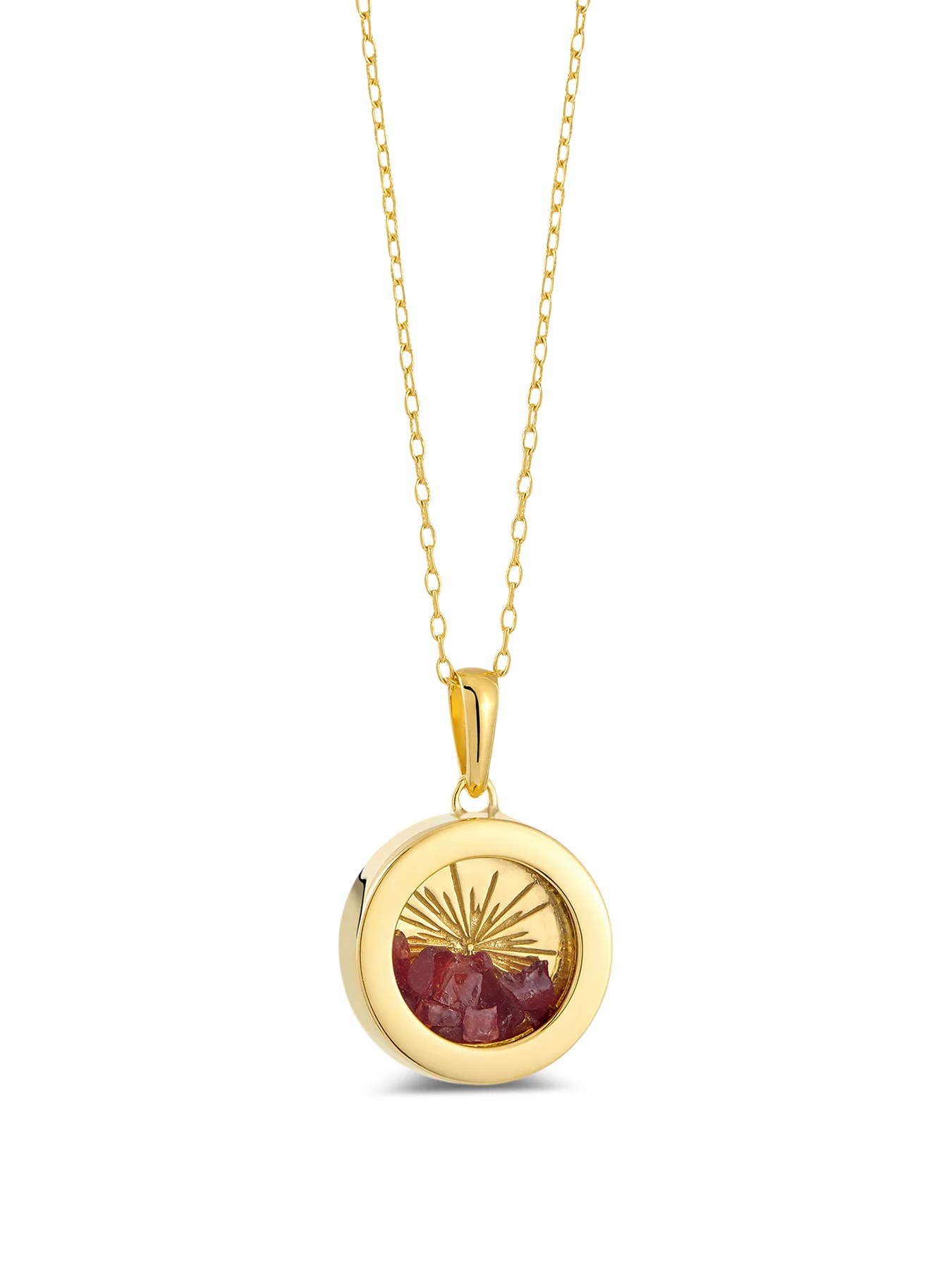 Small Deco Sun Birthstone Amulet Necklace