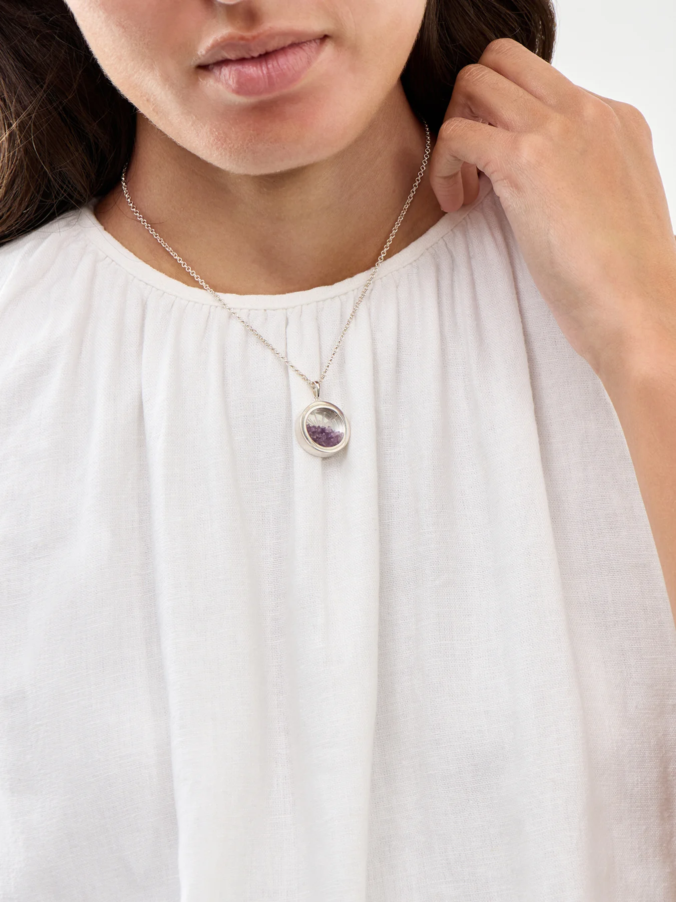 Small Deco Sun Birthstone Amulet Necklace - Image 2