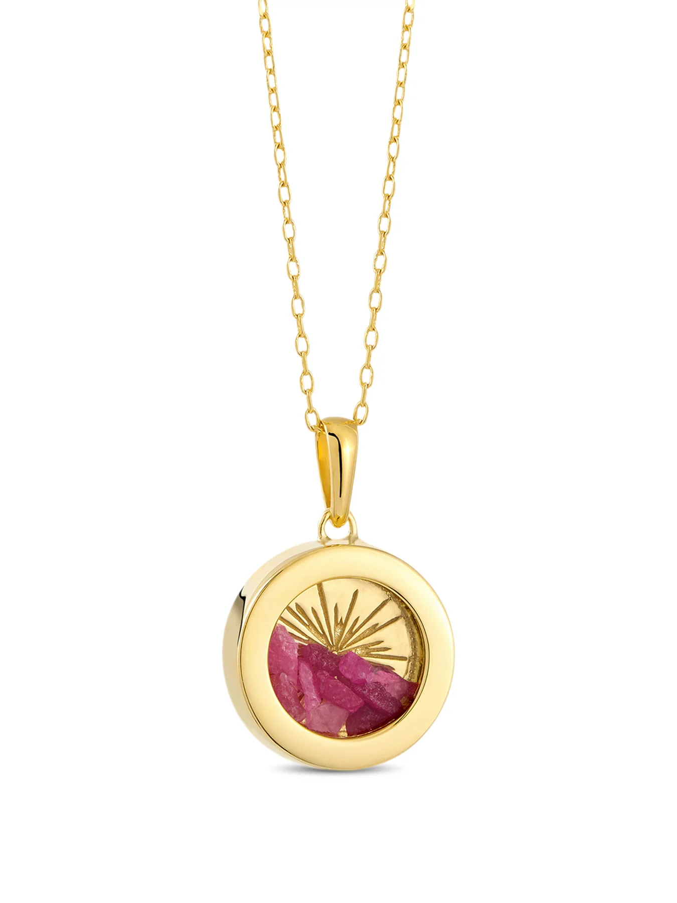 Small Deco Sun Birthstone Amulet Necklace