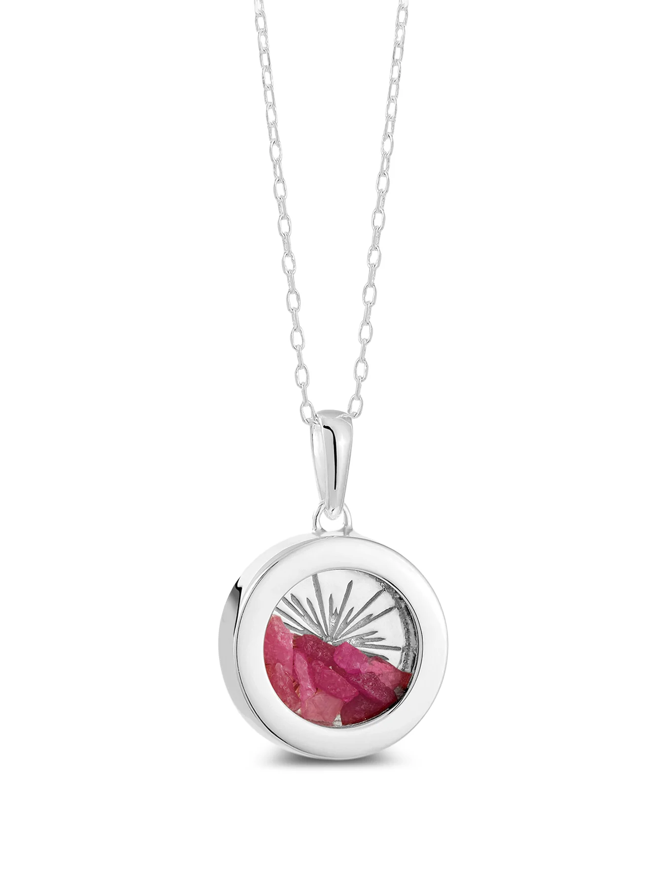 Small Deco Sun Birthstone Amulet Necklace