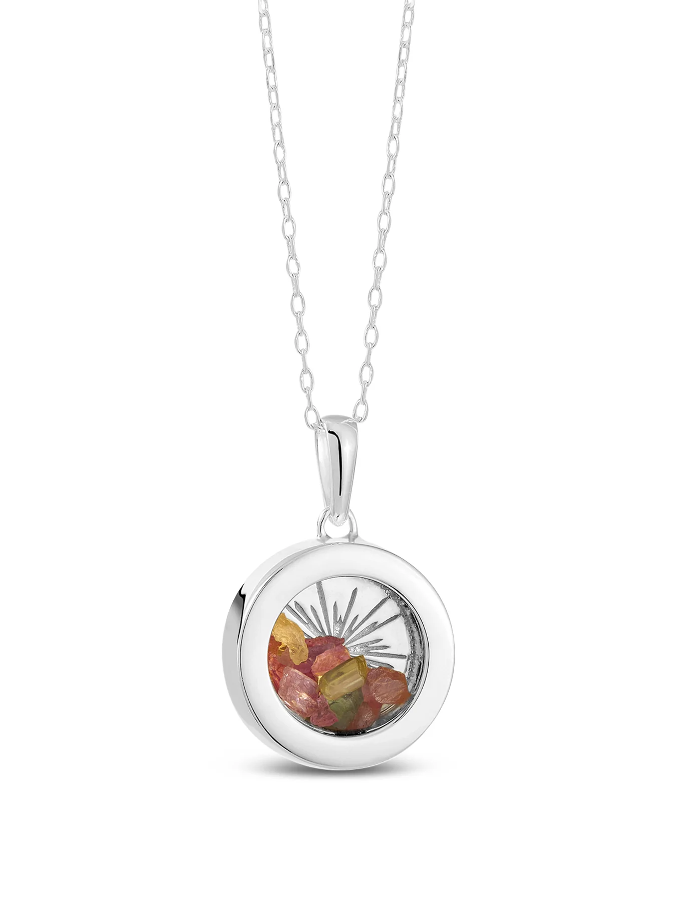 Small Deco Sun Birthstone Amulet Necklace
