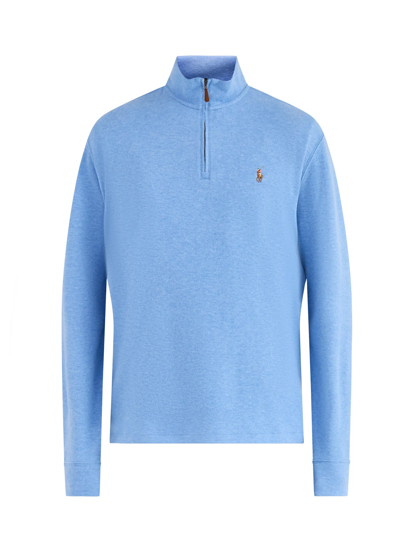 1/4 Zip Ribbed Cotton Sweatshirt Blue