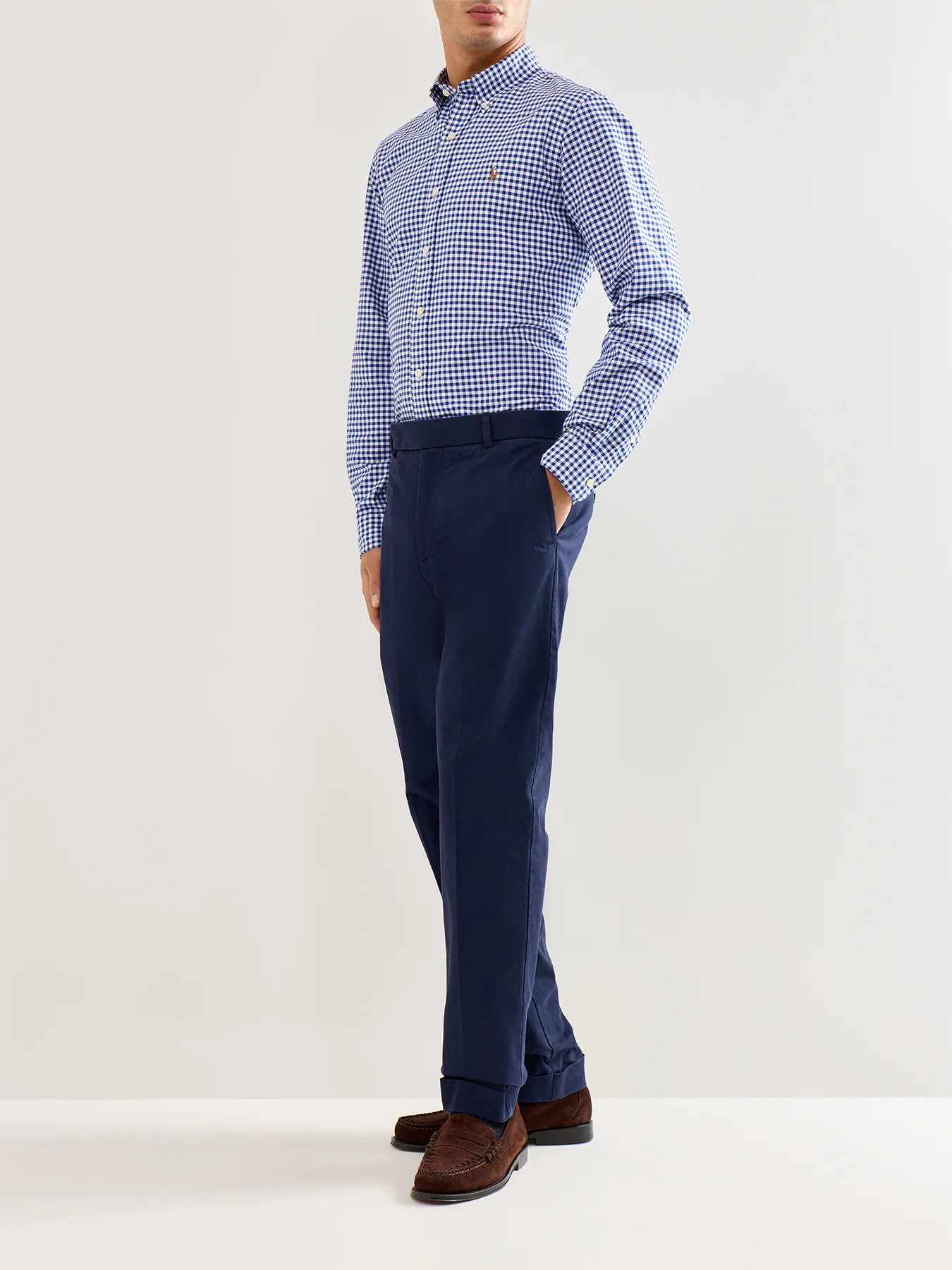 Custom Fit Oxford Check Shirt Blue - Image 2