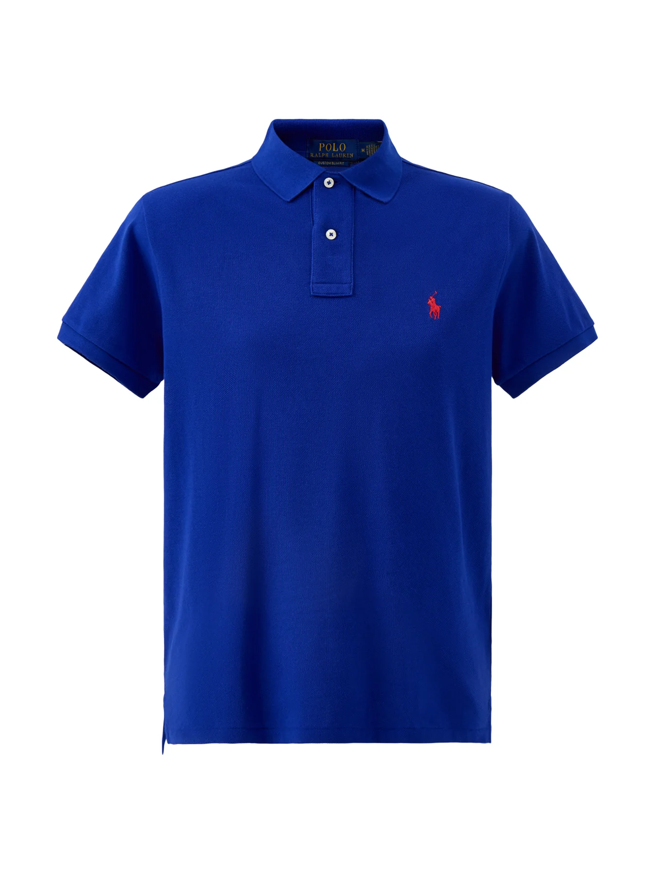 Custom Fit Cotton Polo Shirt Blue