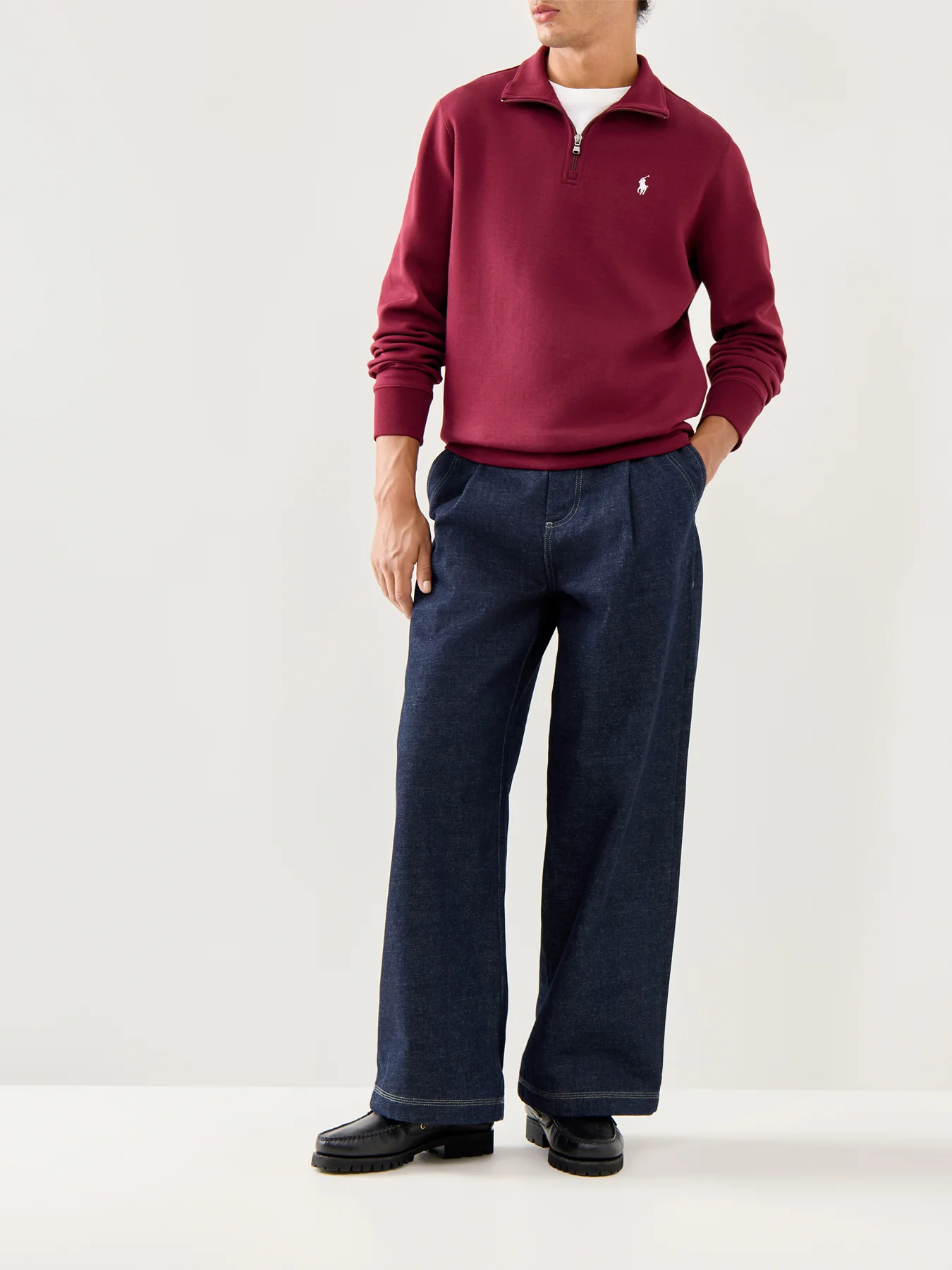 Double Knit 1/4 Zip Sweatshirt Wine - Image 2