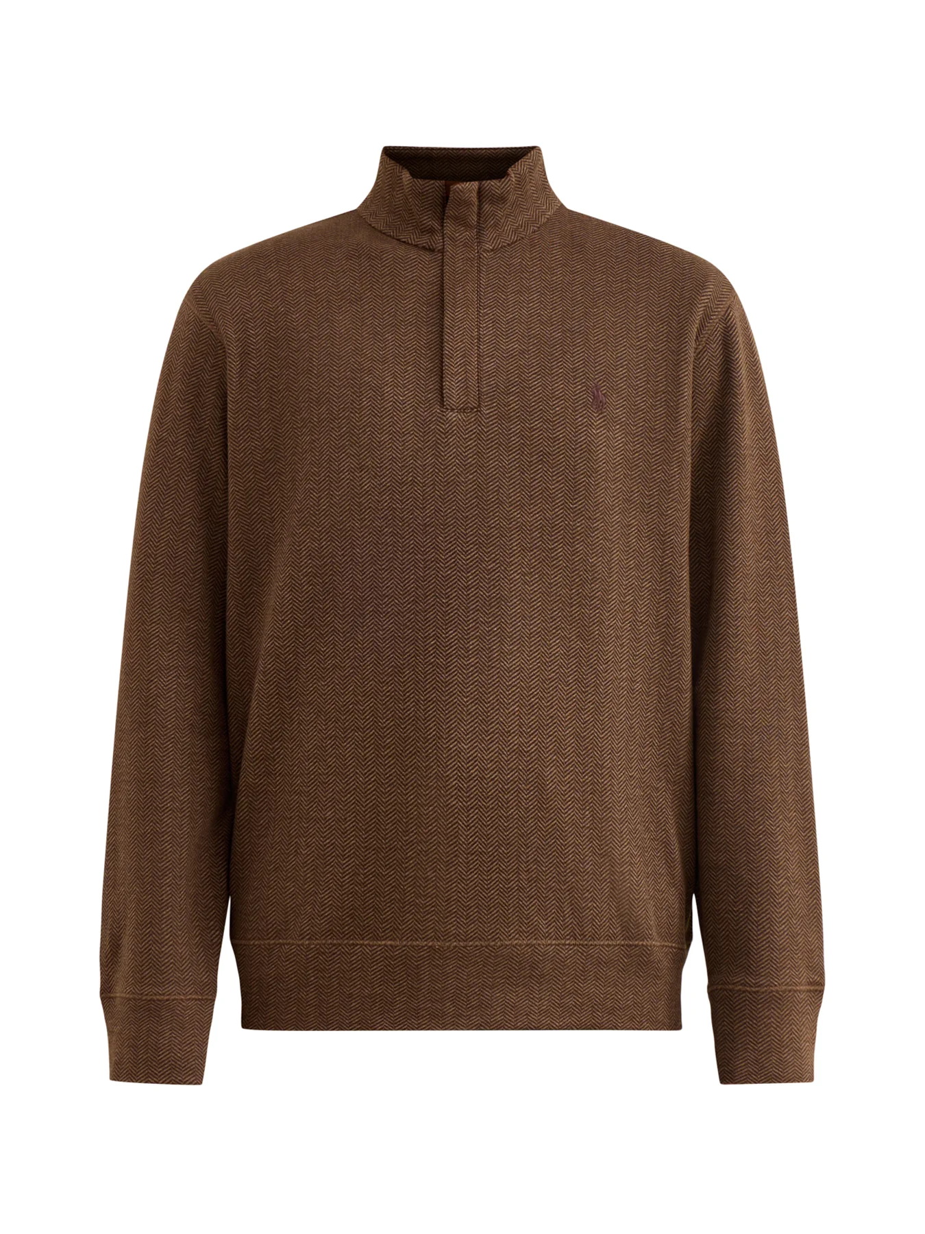 Double Knit Herringbone Quarter Zip Sweat Brown