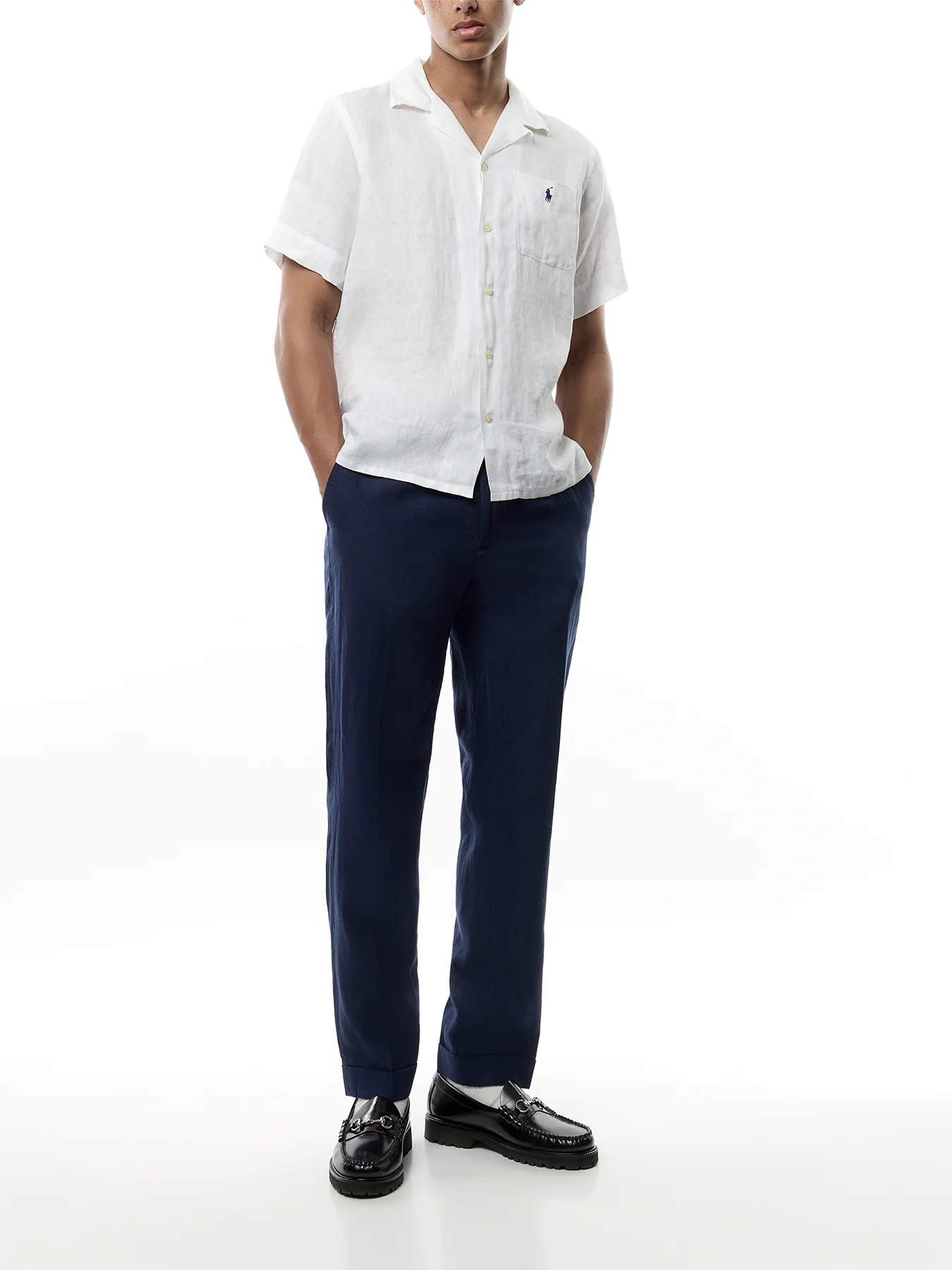 Linen Open Collar Short Sleeve Shirt - Image 2